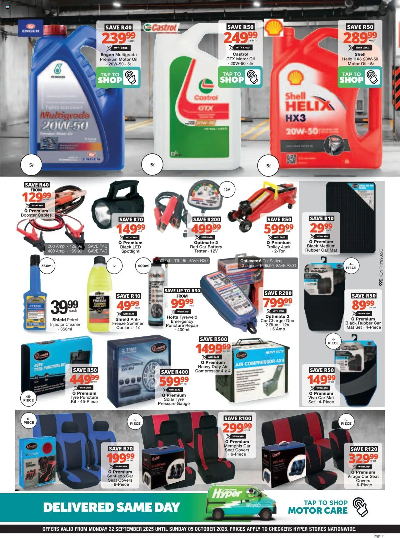 New Checkers catalogue – valid from 22.09.2025 | Page: 11 | Products: Car charger, Battery, Booster cables, Charger