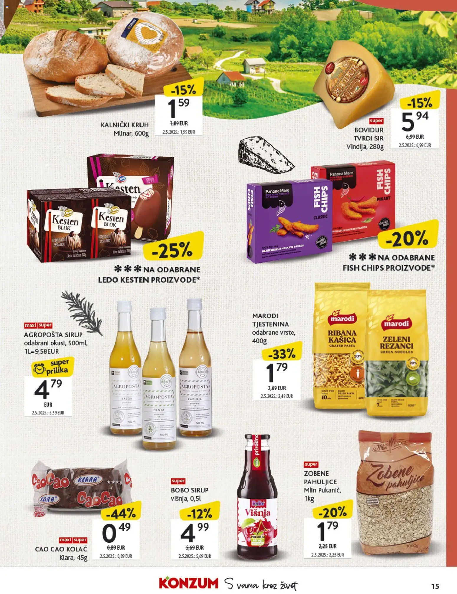 Konzum katalog | vrijedi od 27.10.2025 | Stranica: 15 | Proizvodi: Kesten, Riba, Ledo, Sladoled