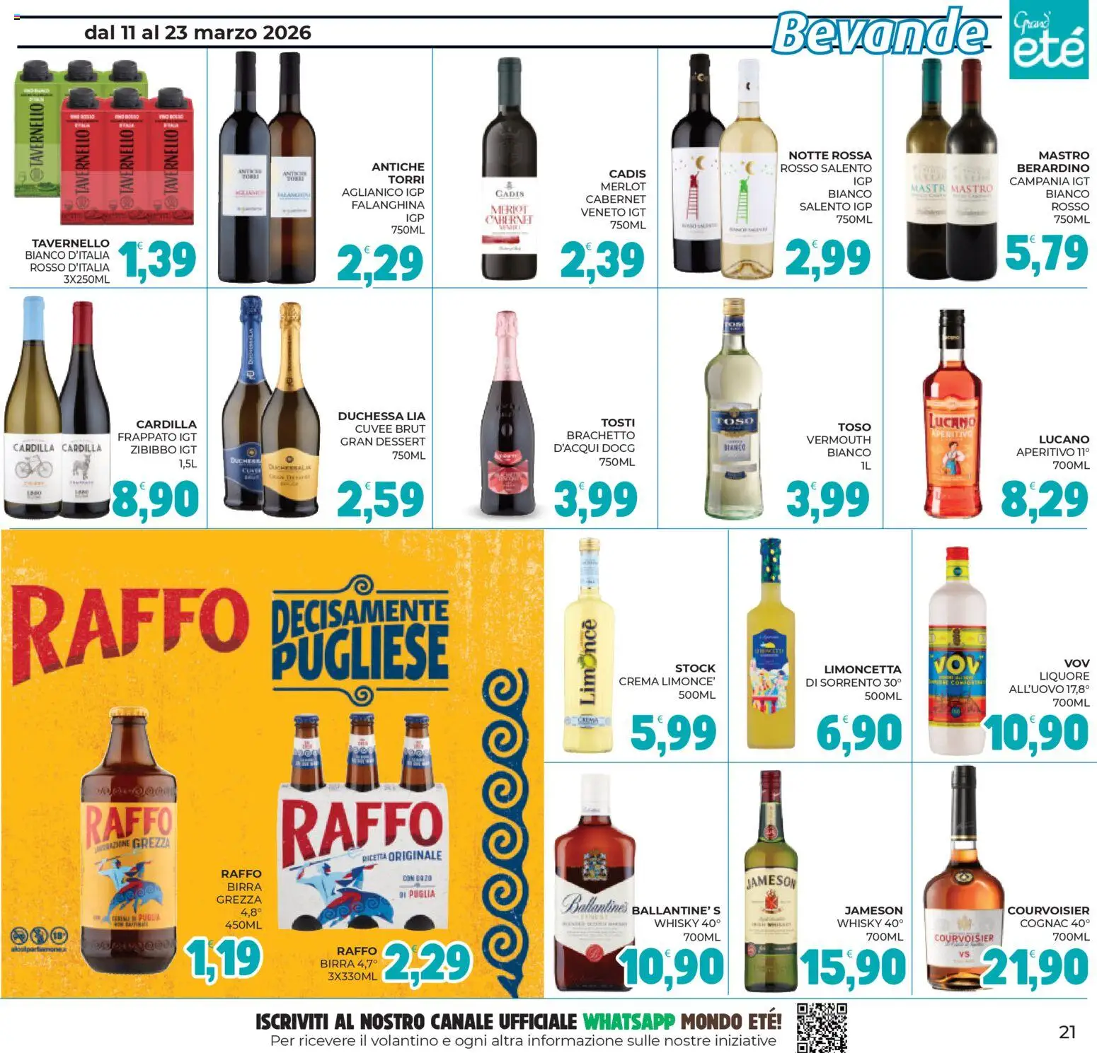 Volantino Eté del 11.03.2026 | Pagina: 21 | Prodotti: Crema, Birra, Liquore, Aperitivo