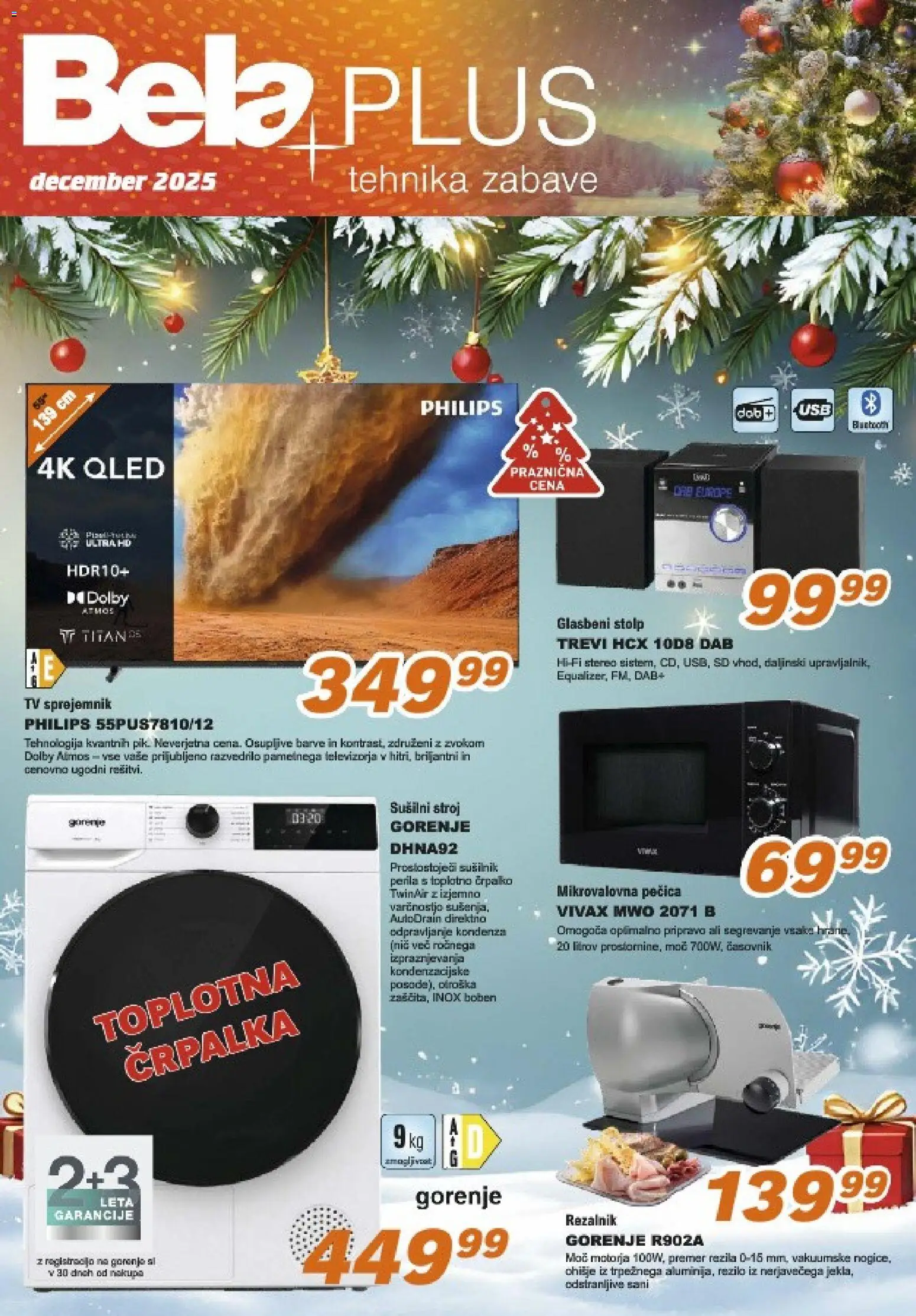 Novi Bela plus katalog ponudbe – veljaven od 15.12.2025 | Stran: 1 | Izdelki: Tv, Rezalnik, Pecica, Mikrovalovna pecica