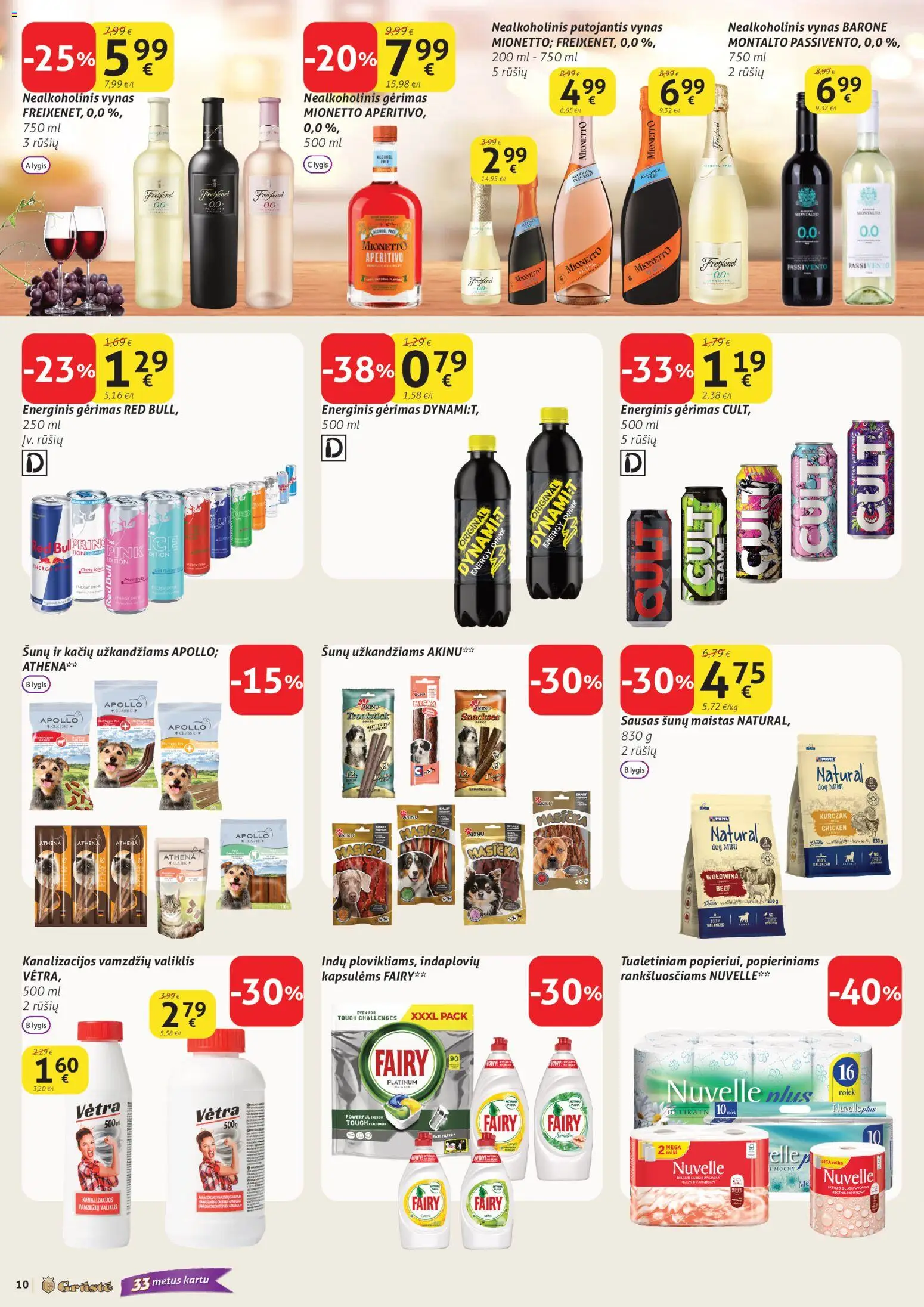 GRUSTE akcijos nuo 11.02.2026 | Puslapis: 10 | Prekių: Nealkoholinis vynas, Energinis gėrimas, Vynas