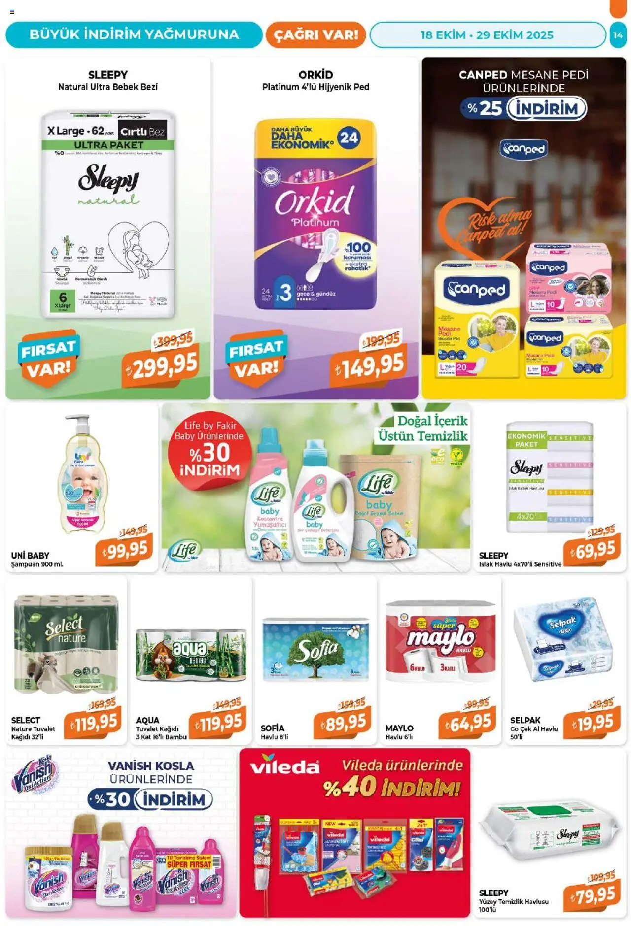 Çağrı Market Katalog - 18.10.2025 tarihinden itibaren geçerlidir | Sayfa: 14 | Ürünler: Şampuan, Çamaşır deterjanı, Yumuşatıcı, Tuvalet kağıdı