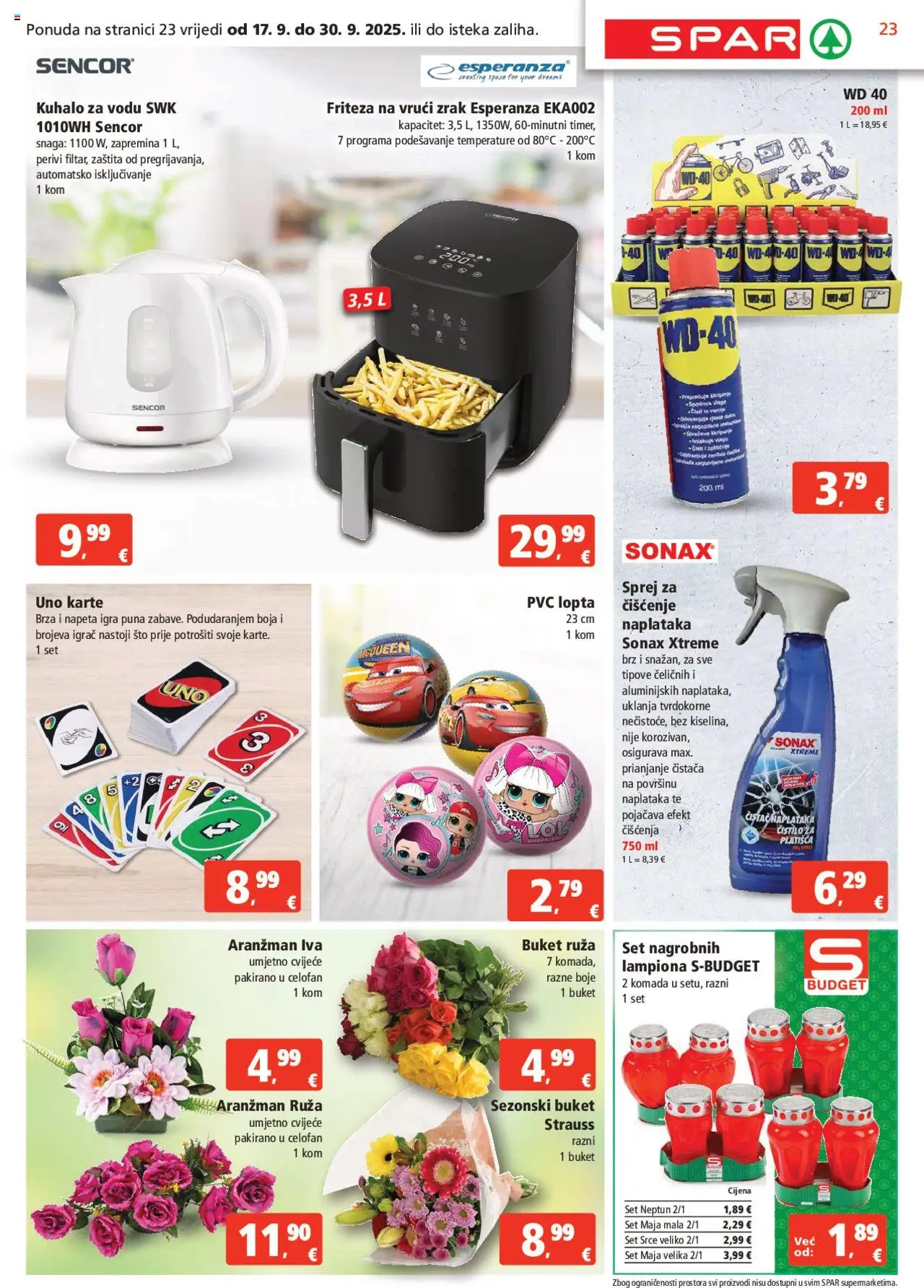 Spar katalog | vrijedi od 17.09.2025 | Stranica: 23 | Proizvodi: Cvijeće, Friteza, Celofan, Igra