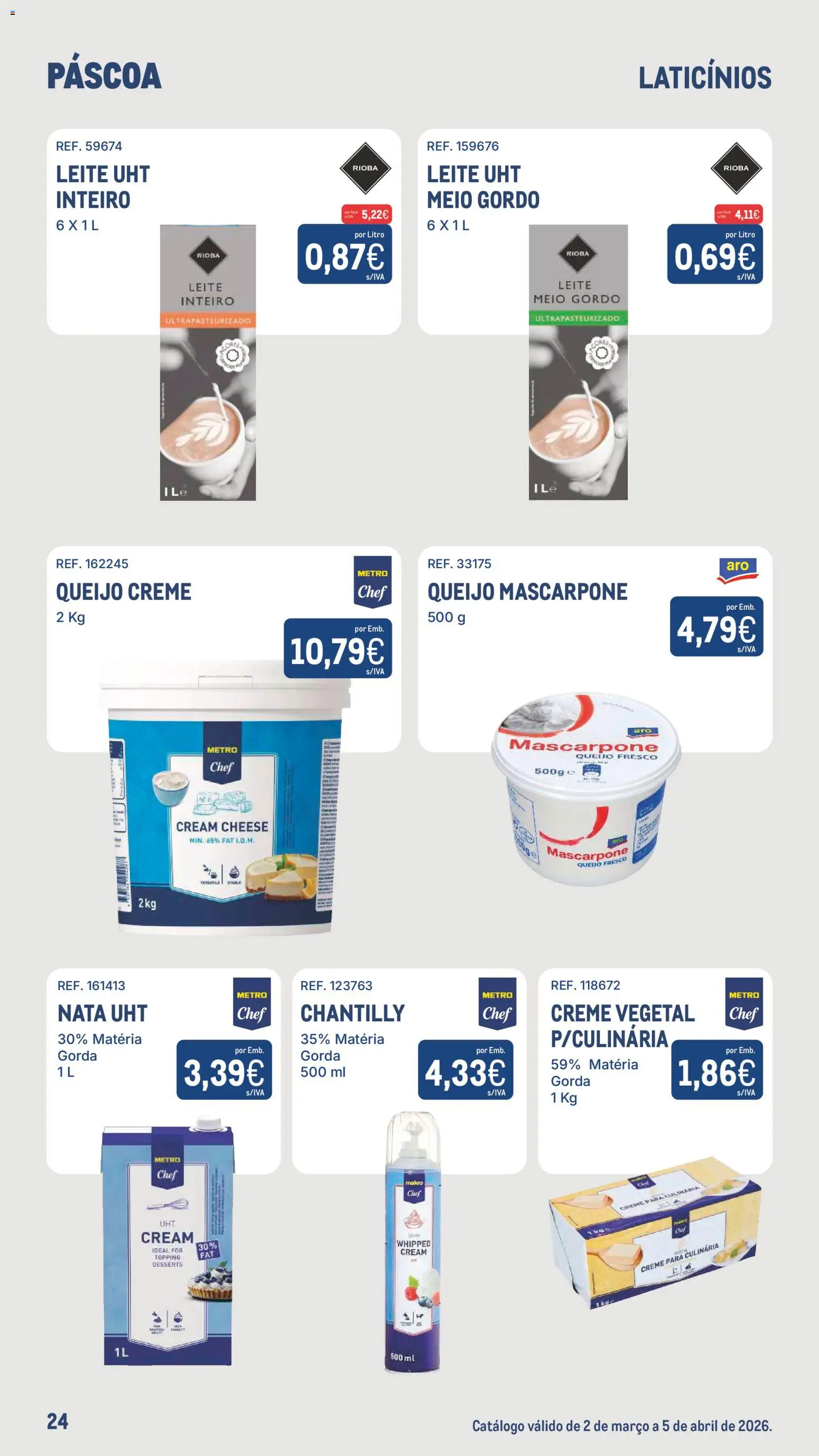 Makro - Especial Páscoa │ válido de 02.03.2026 | Página: 24 | Produtos: Queijo creme, Cream cheese, Queijo mascarpone, Nata