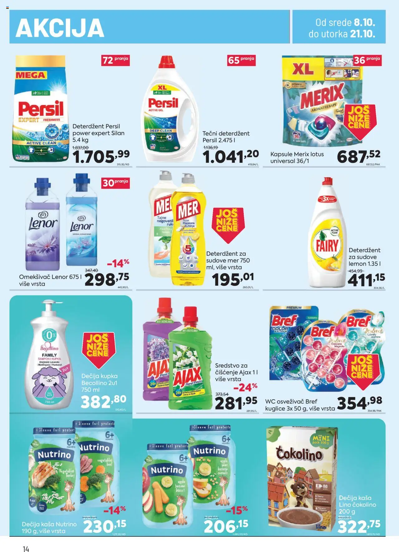 PerSu katalog - važi od 08.10.2025 | Strana: 14 | Proizvode: Tečni deterdžent, Lenor, Šampon, Ajax