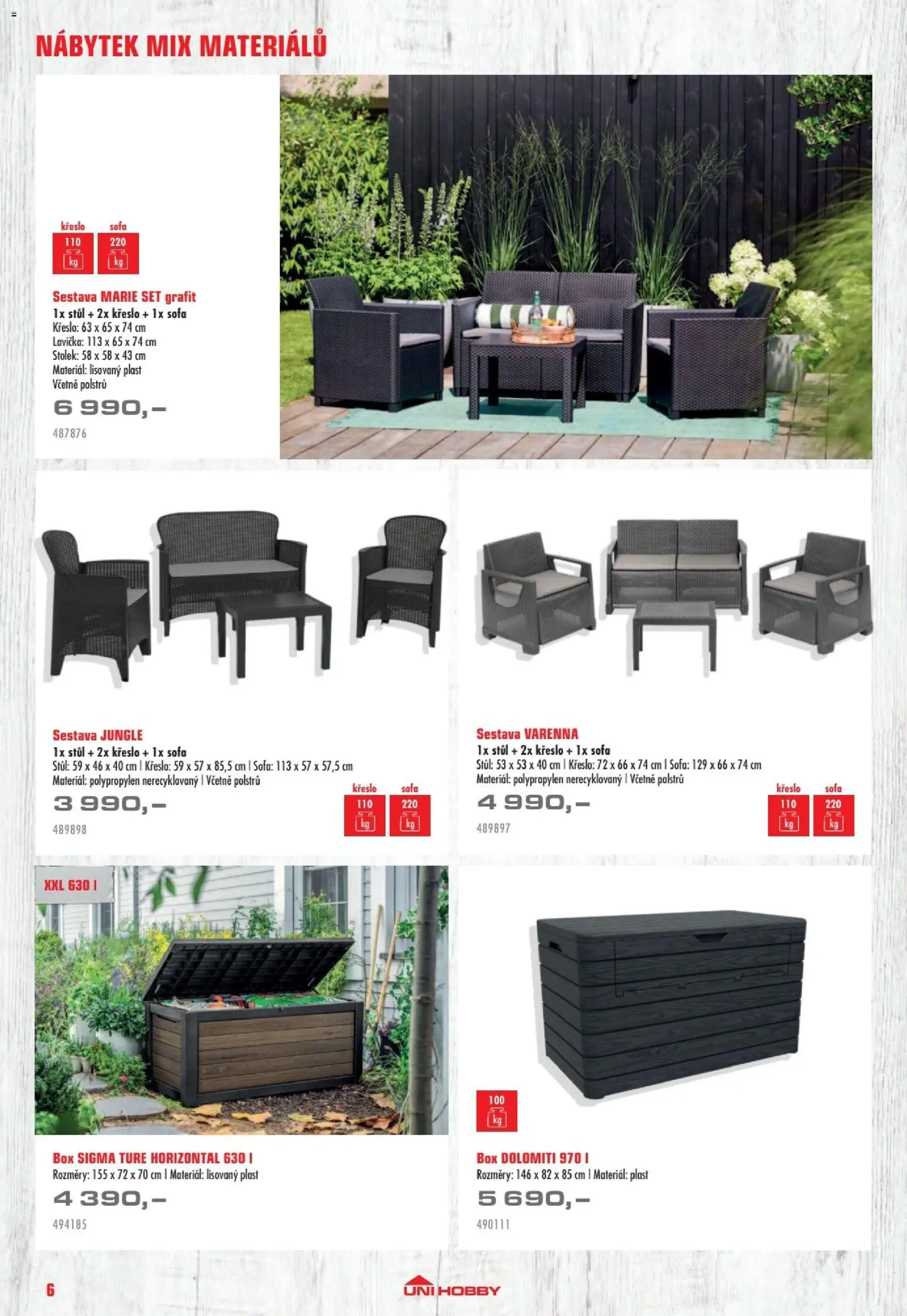 Uni Hobby katalog - Nábytek, grily a bazény 2026 od 10.04.2026 | Strana: 6 | Produkty: Nábytek, Křeslo, Stolek, Stůl