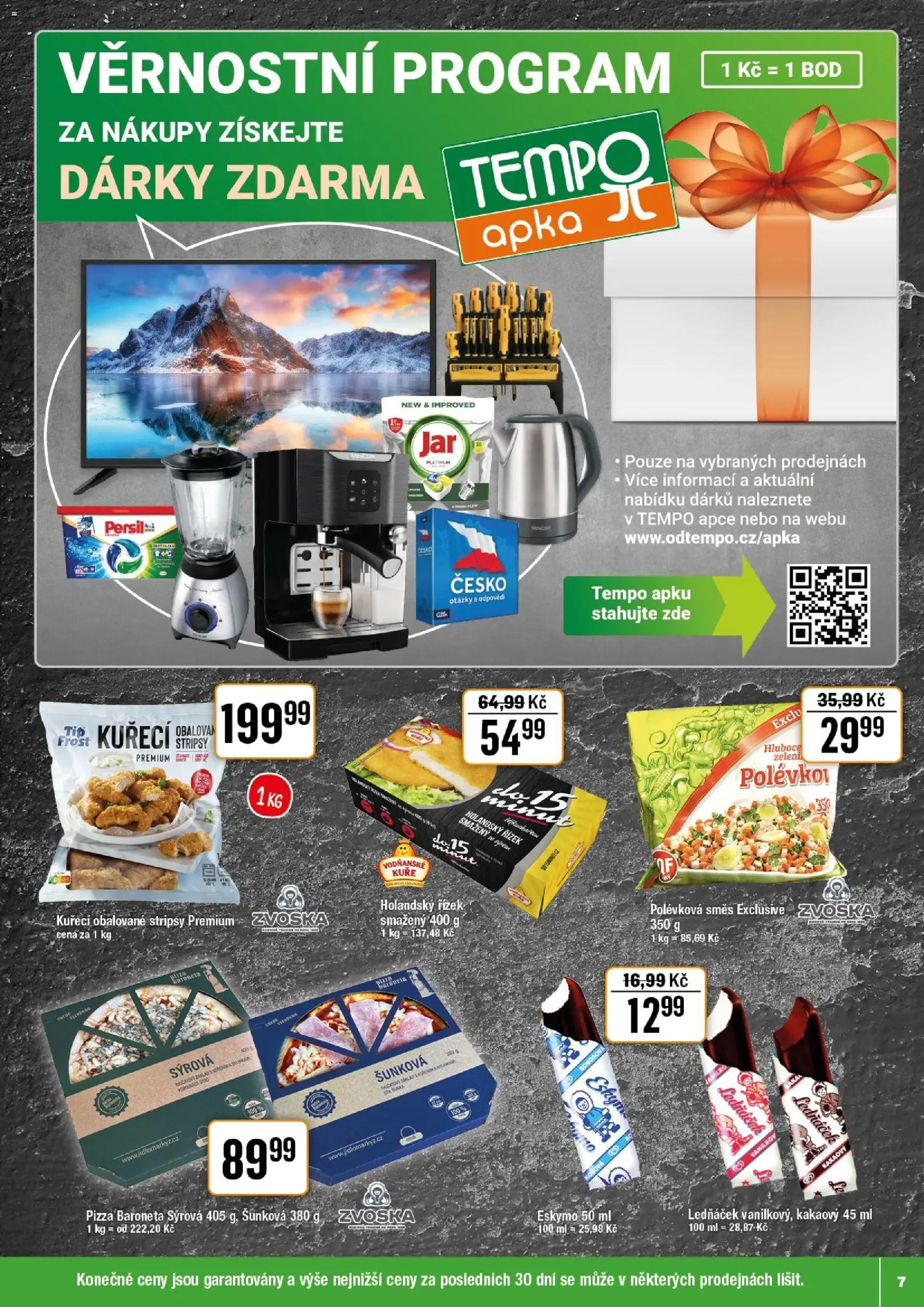 Tempo leták od 28.01.2026 | Strana: 7 | Produkty: Holandský řízek, Pizza, Kuře, Persil