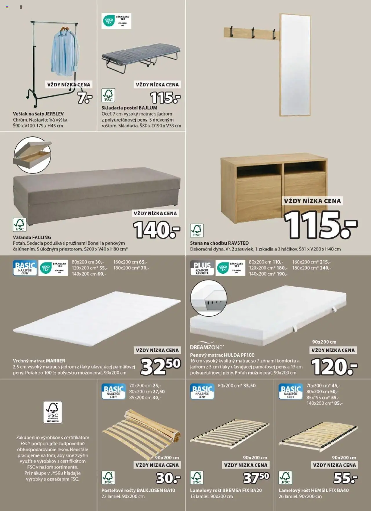 Nové JYSK akcie – leták je platný od 15.09.2025 | Strana: 8 | Produkty: Matrac, Posteľ, Vrchný matrac, Vešiak