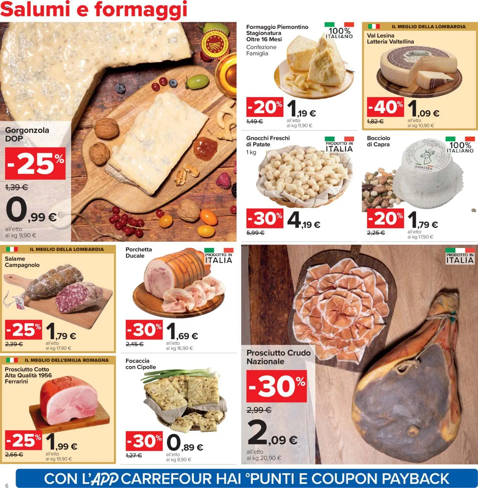 Volantino Carrefour del 13.03.2026 | Pagina: 6 | Prodotti: Focaccia, Formaggio, Gnocchi, Gorgonzola