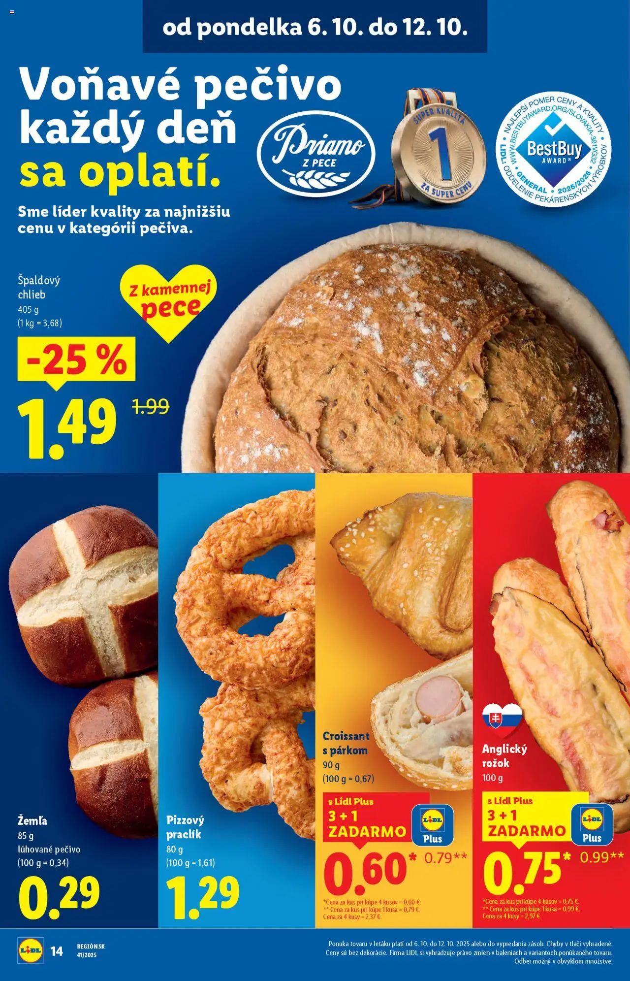 Nové Lidl akcie – leták je platný od 09.10.2025 | Strana: 54 | Produkty: Chlieb, Rožok, Croissant