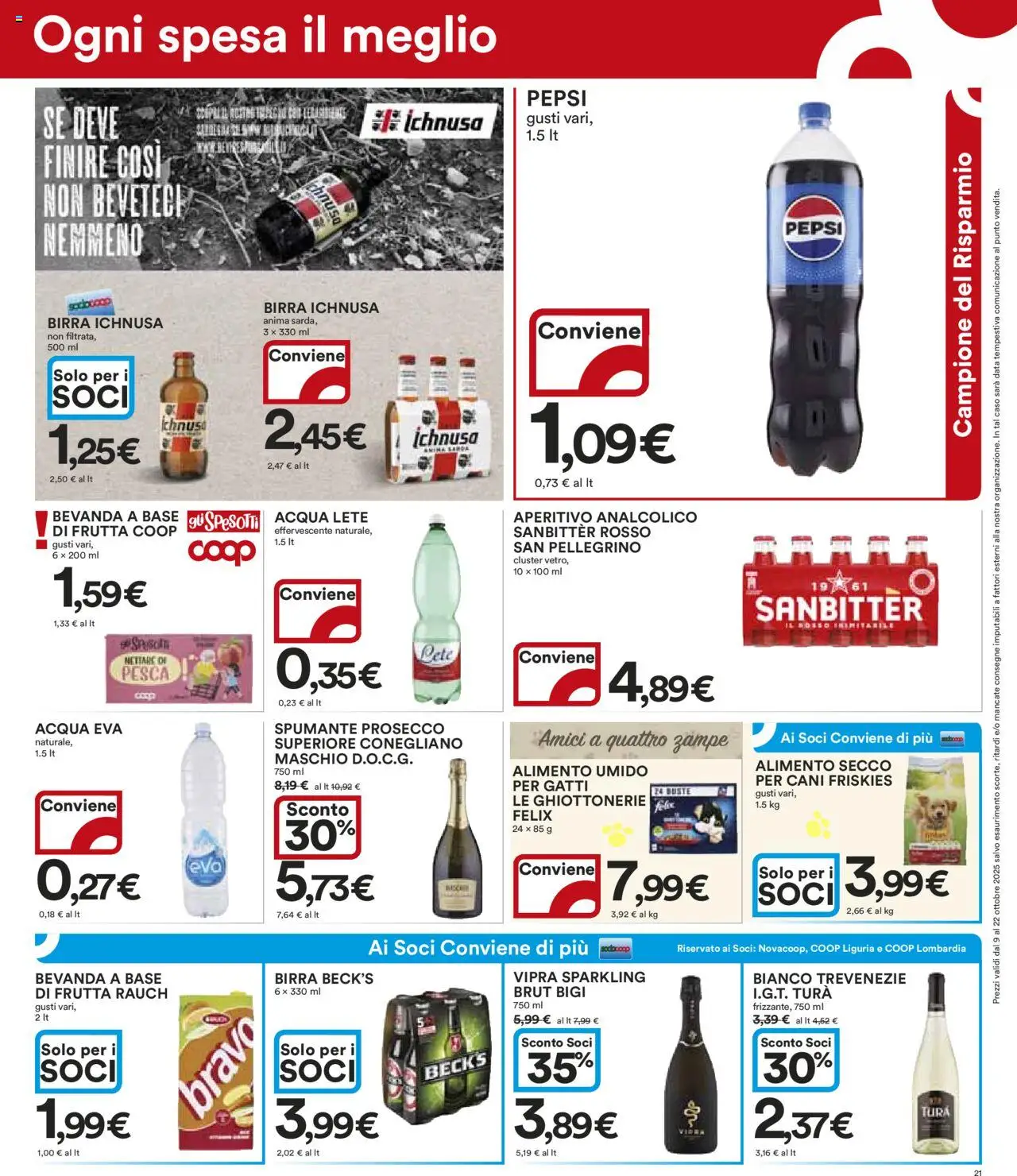 Volantino Ipercoop del 09.10.2025 | Pagina: 21 | Prodotti: Frutta, Pesca, Spumante, Aperitivo