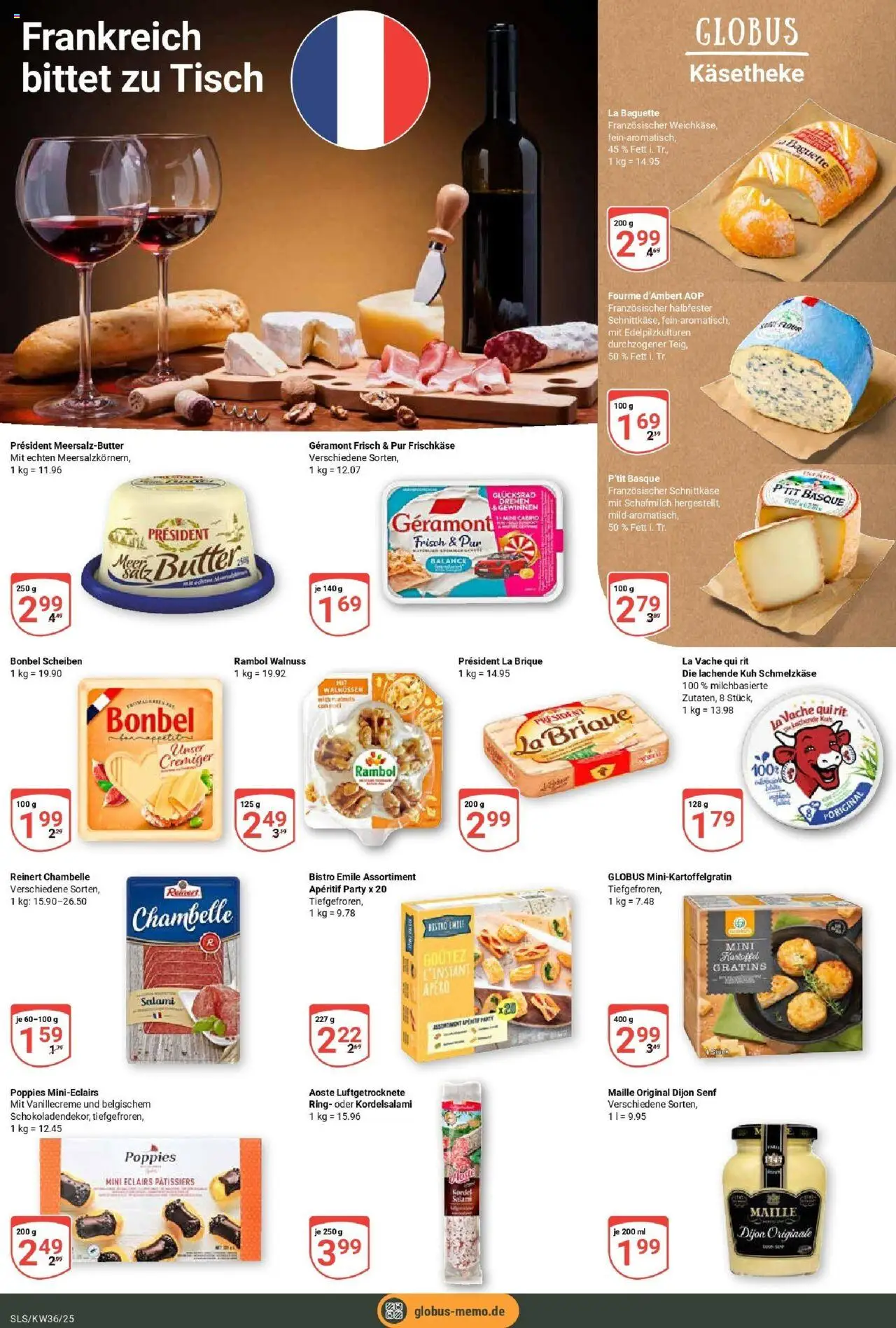 Globus prospekt Saarlouis	 – gültig ab 01.09.2025 | Seite: 15 | Produkte: Geramont, Butter, Tisch, Salami