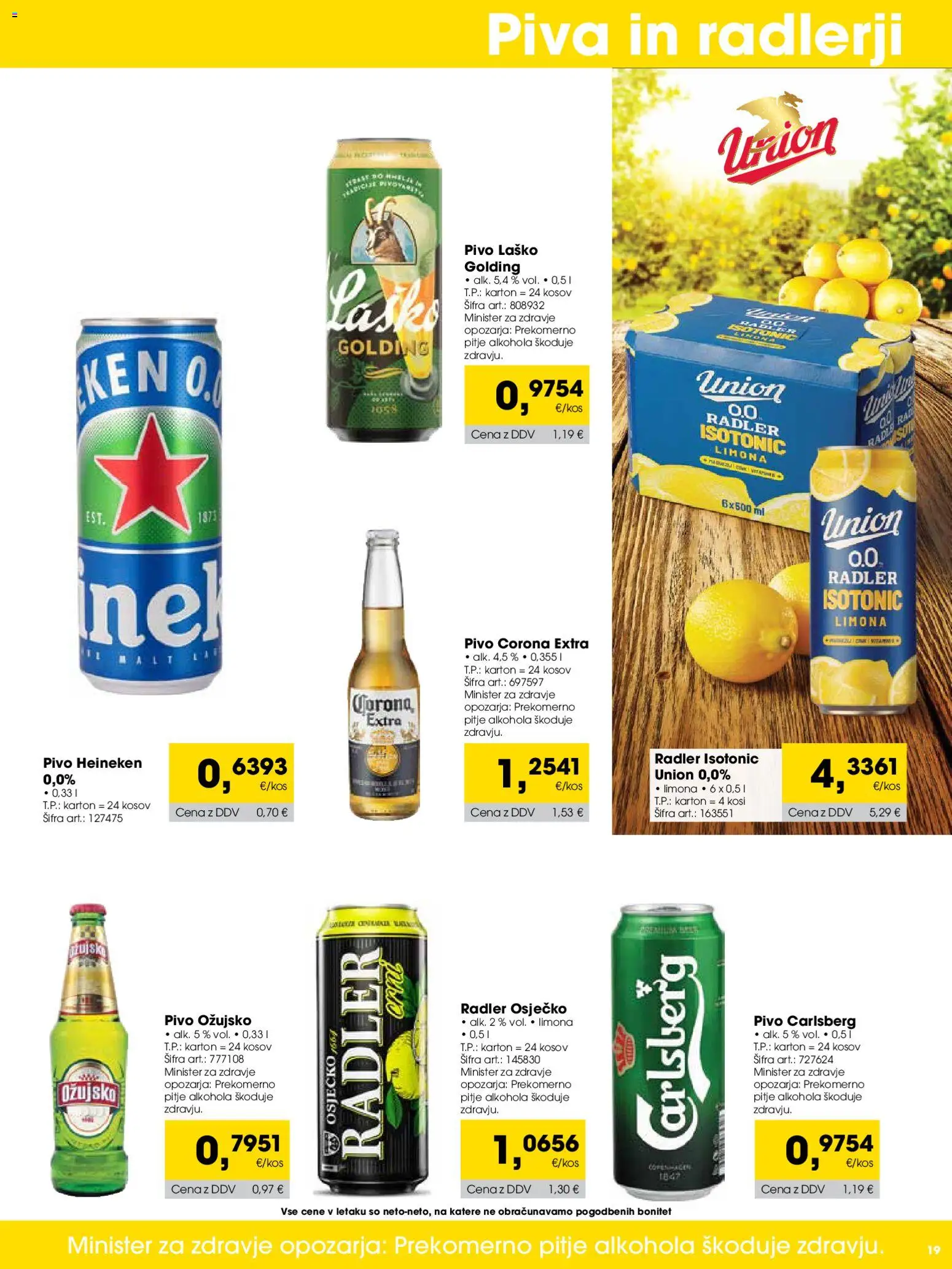 Novi Tuš katalog ponudbe – veljaven od 01.04.2026 | Stran: 19 | Izdelki: Falafel, Radler, Pivo, Limona