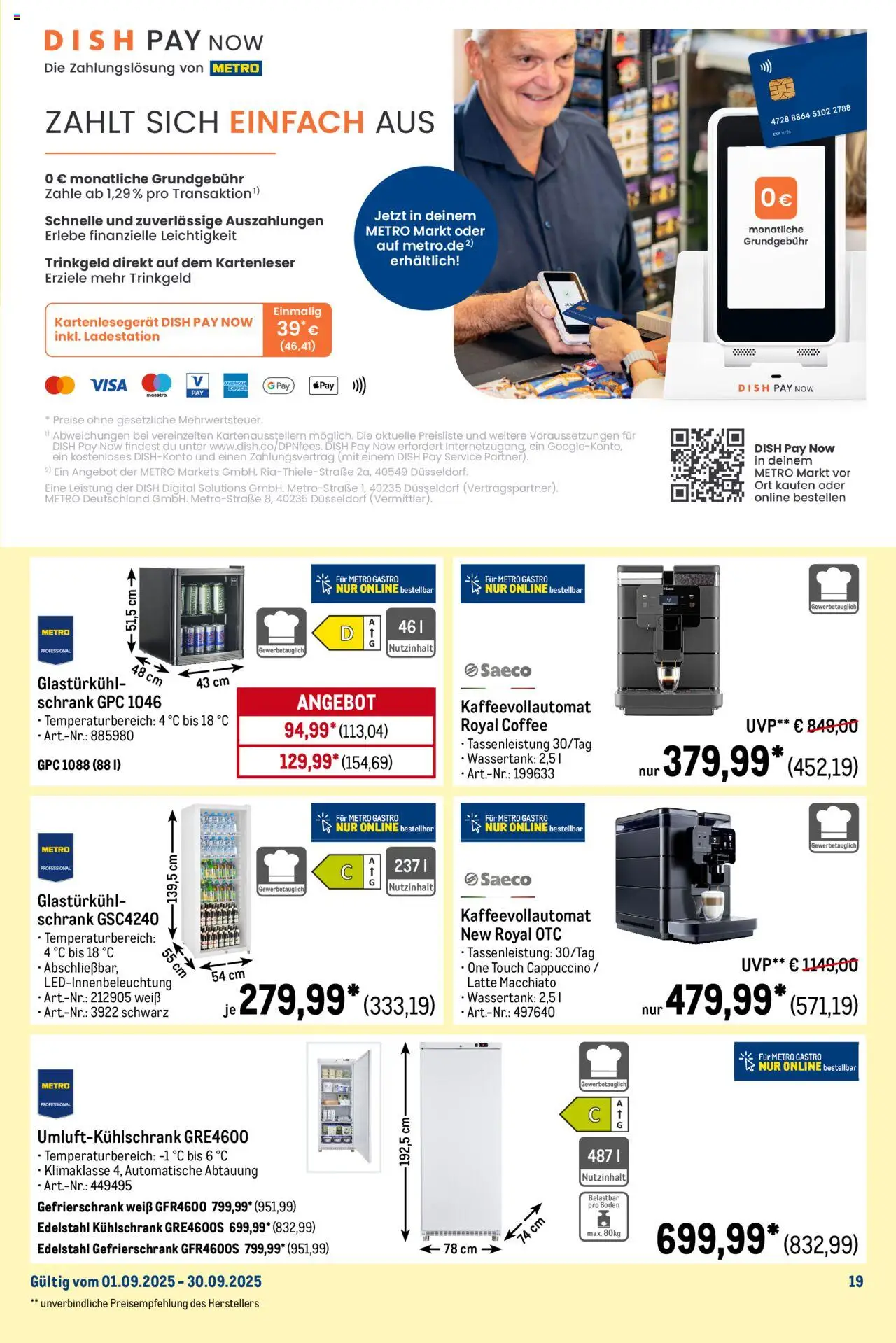 Metro Wochen-Angebote Händler – gültig ab 22.09.2025 | Seite: 24 | Produkte: Gefrierschrank, Schrank, Kühlschrank, Kaffeevollautomat