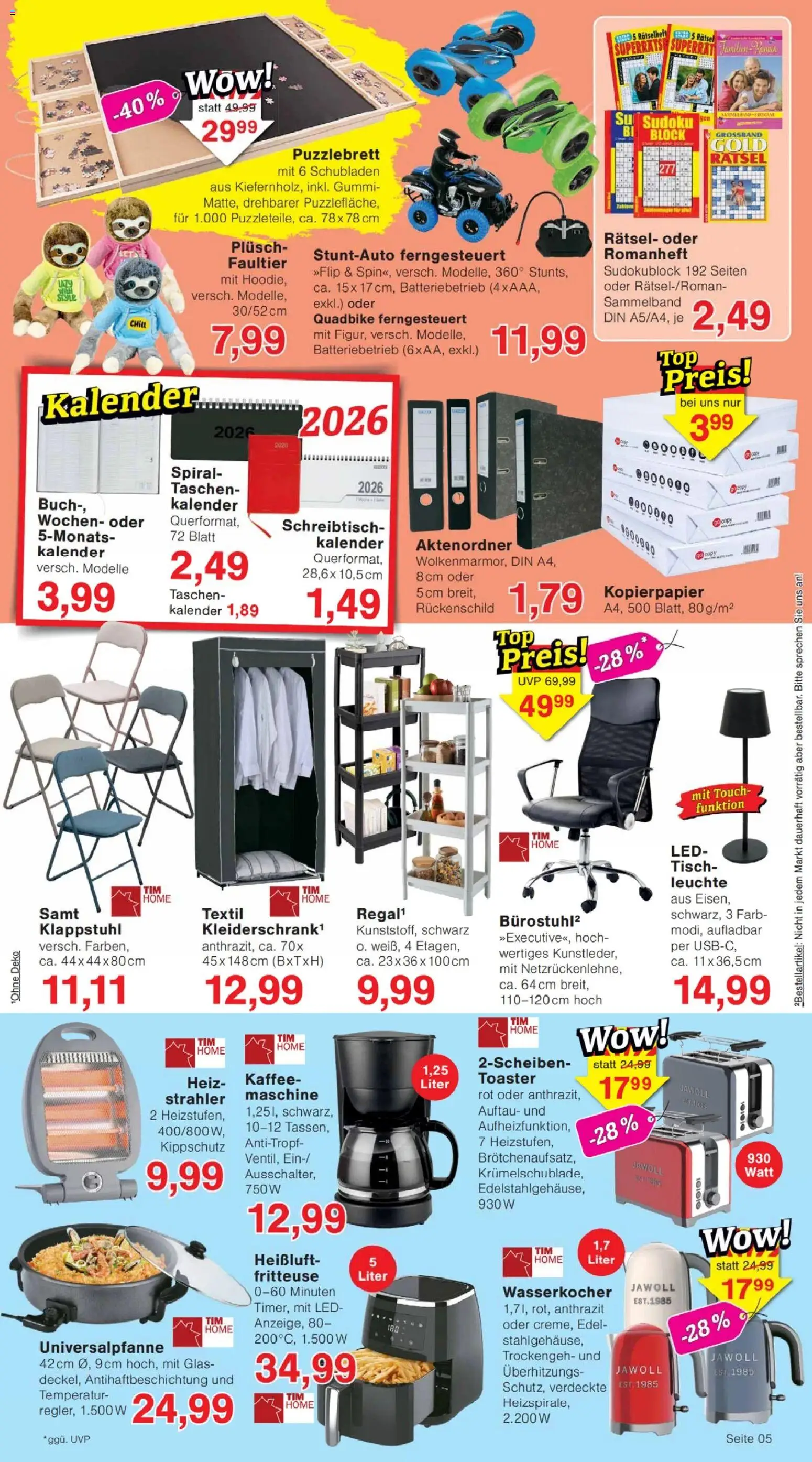 Jawoll Prospekt – gültig ab 12.01.2026 | Seite: 5 | Produkte: Wasserkocher, Toaster, Tisch, Fritteuse