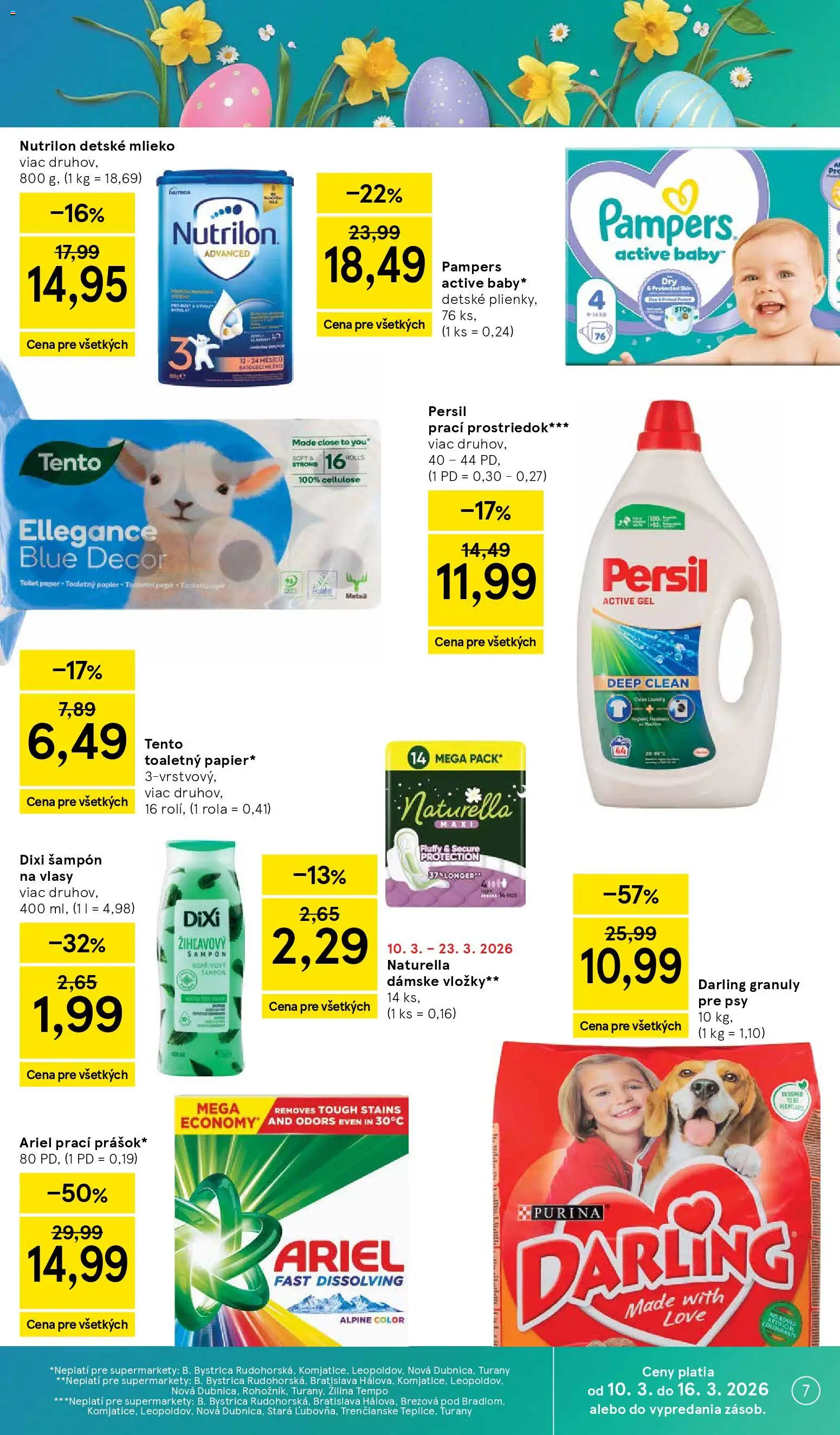 Nové Tesco akcie – leták je platný od 11.03.2026 | Strana: 7 | Produkty: Mlieko, Nutrilon, Šampón, Pampers