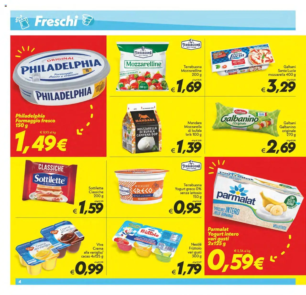 Volantino SuperConveniente del 03.10.2025 | Pagina: 4 | Prodotti: Crema, Yogurt, Mozzarella, Formaggio