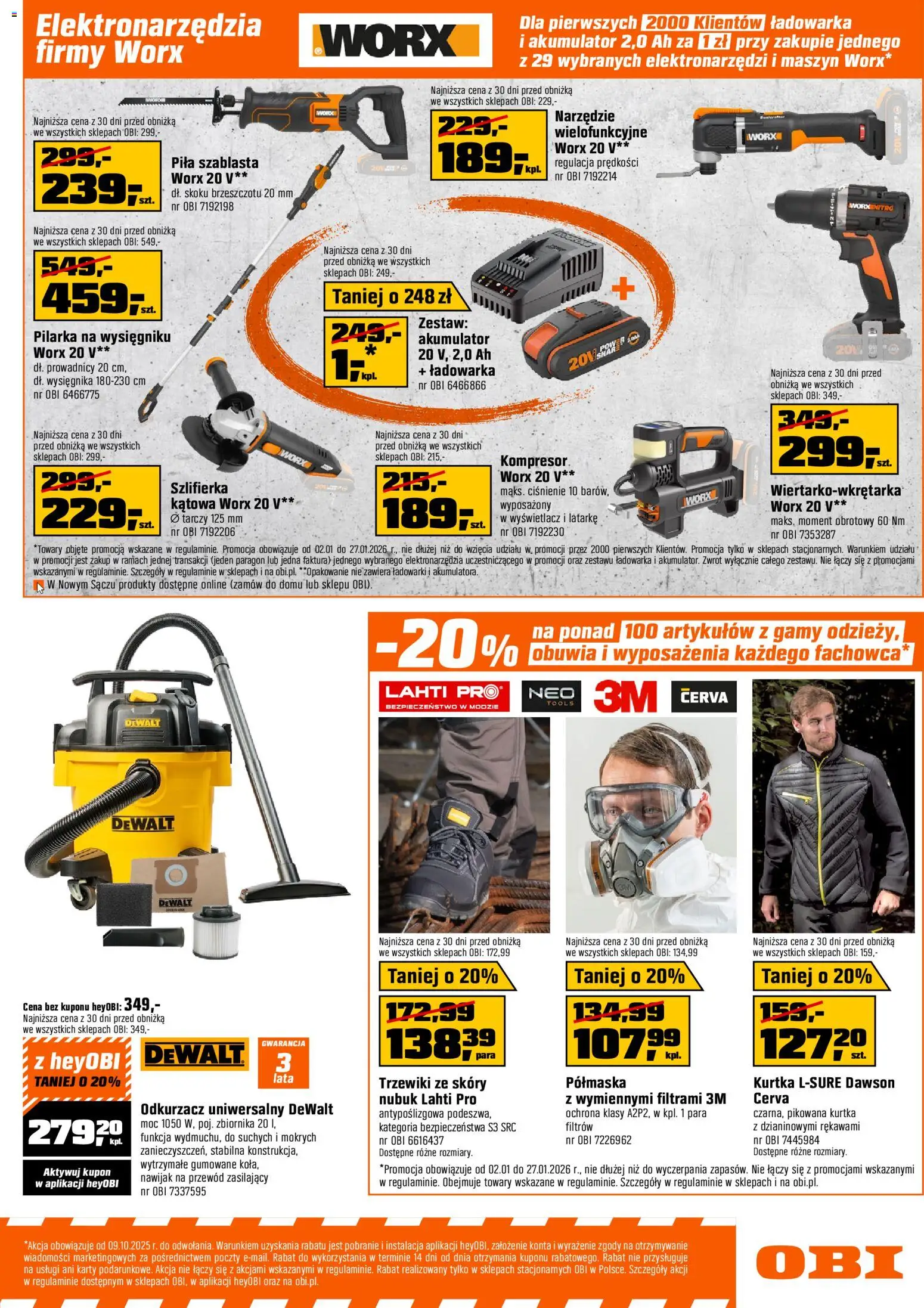OBI Gazetka od 02.01.2026 | Strona: 11 | Produkty: Kurtka, Ładowarka, Odkurzacz, Szlifierka