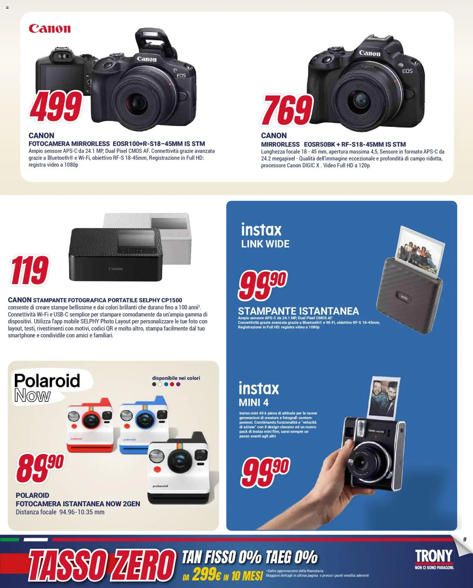 Volantino Trony del 04.12.2025 | Pagina: 9 | Prodotti: Fotocamera istantanea, Smartphone, Video, Fotocamera