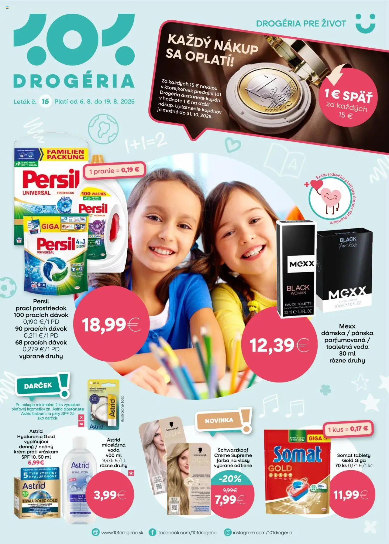 101 drogerie leták │ platný od 06.08.2025 | Strana: 1 | Produkty: Silan, Toaletná voda, Farba na vlasy, Krém