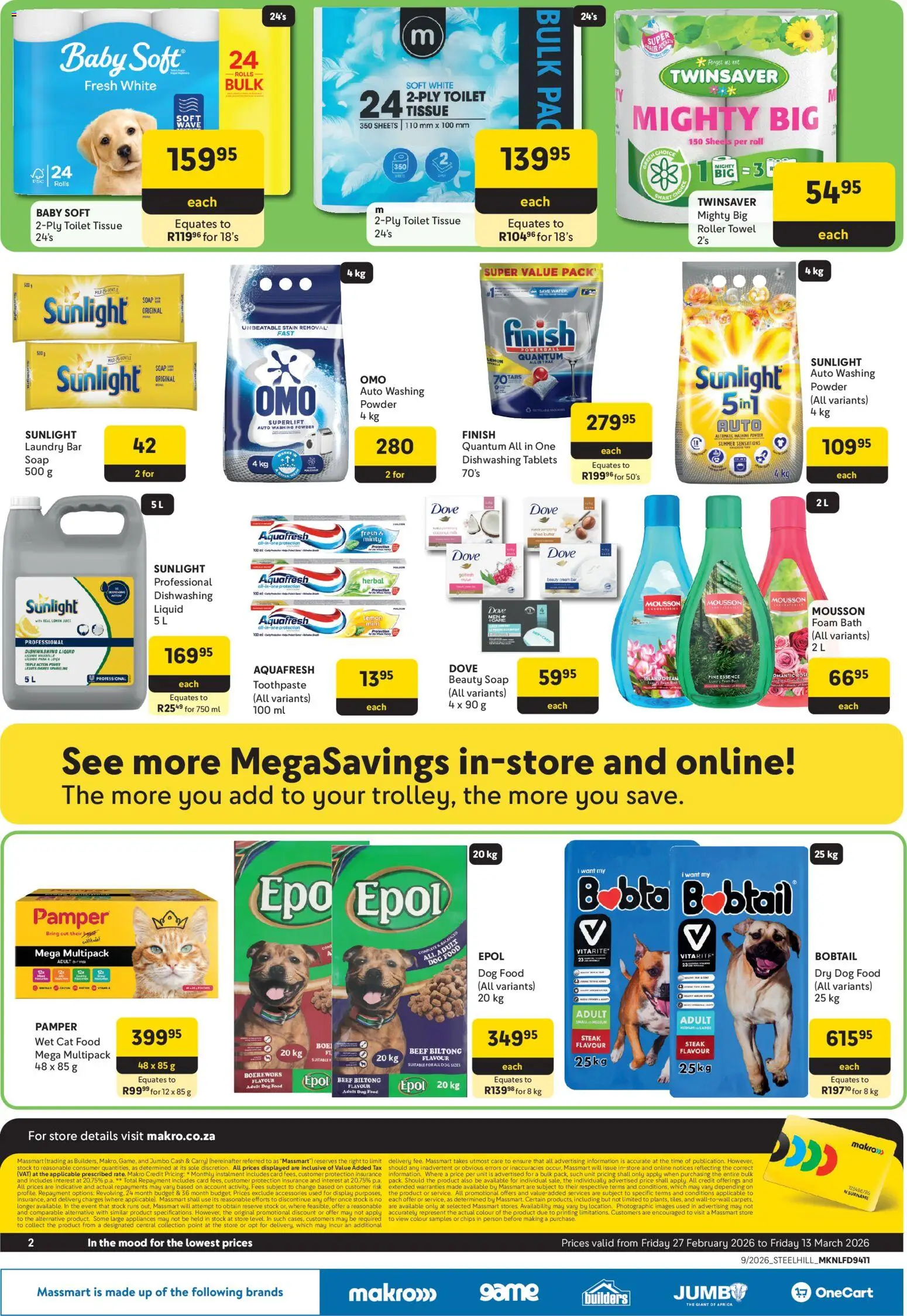 New Makro catalogue – valid from 27.02.2026 | Page: 2 | Products: Chips, Soap, Foam, Roller towel