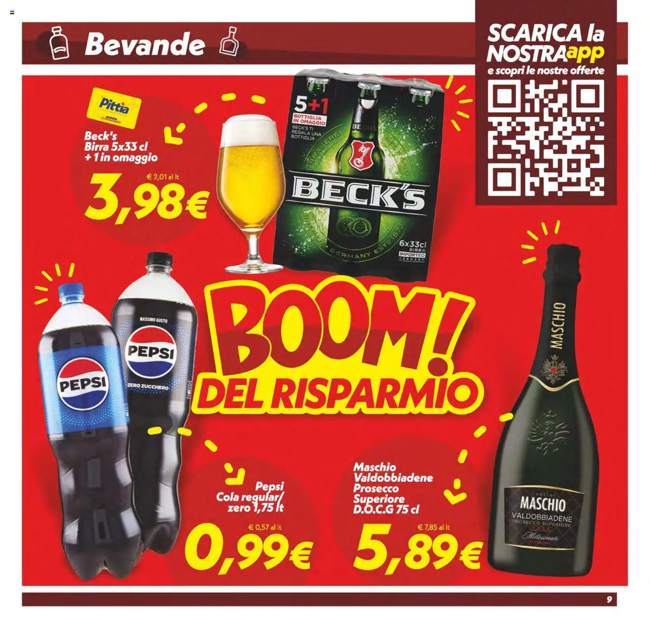 Volantino SuperConveniente del 23.09.2025 | Pagina: 9 | Prodotti: Birra, Prosecco, Pepsi, Bottiglia