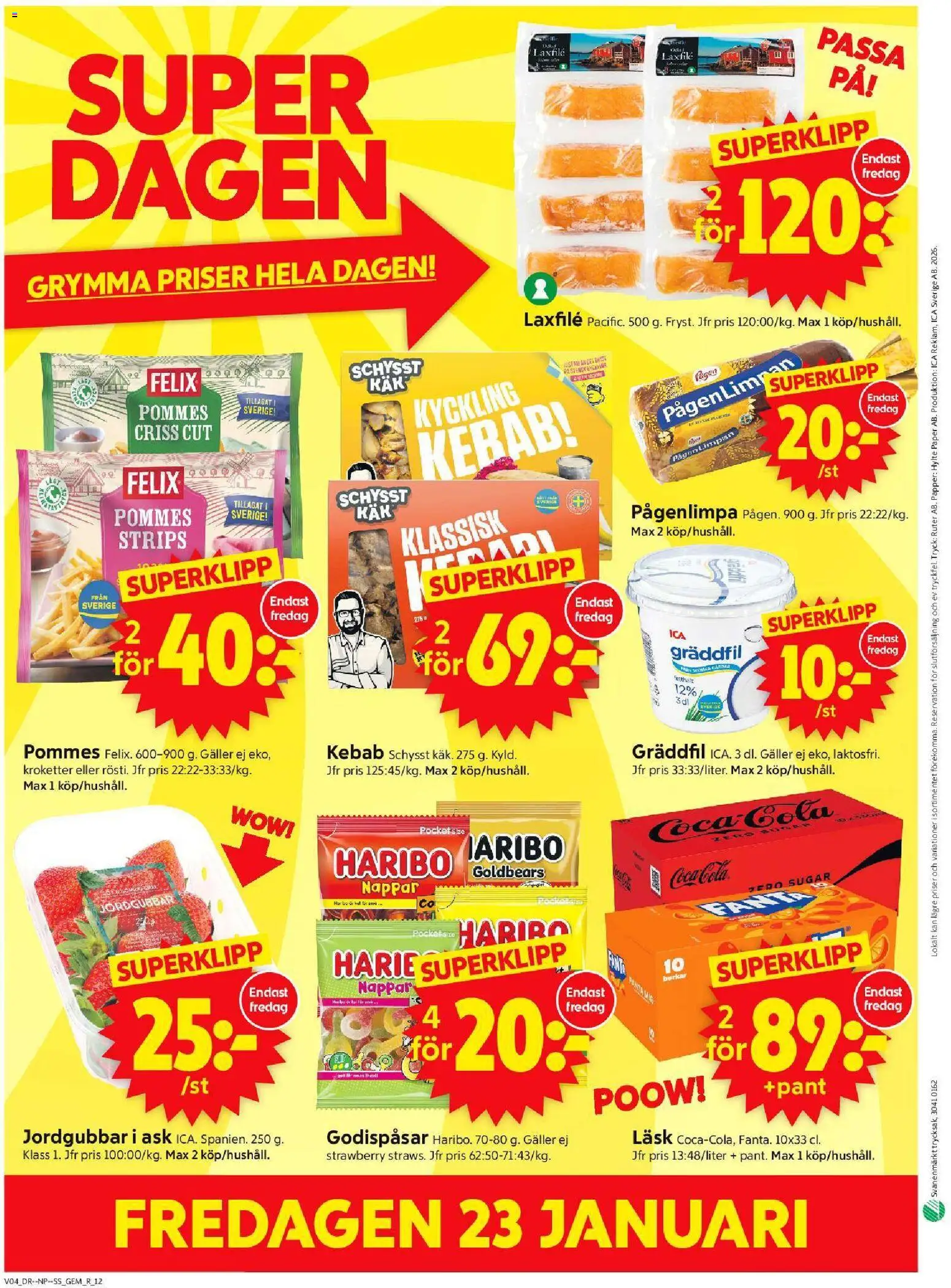 ICA Supermarket reklamblad aktuell från 19.01.2026 | Sida: 14 | Produkter: Coca cola zero, Coca cola, Gräddfil, Papper