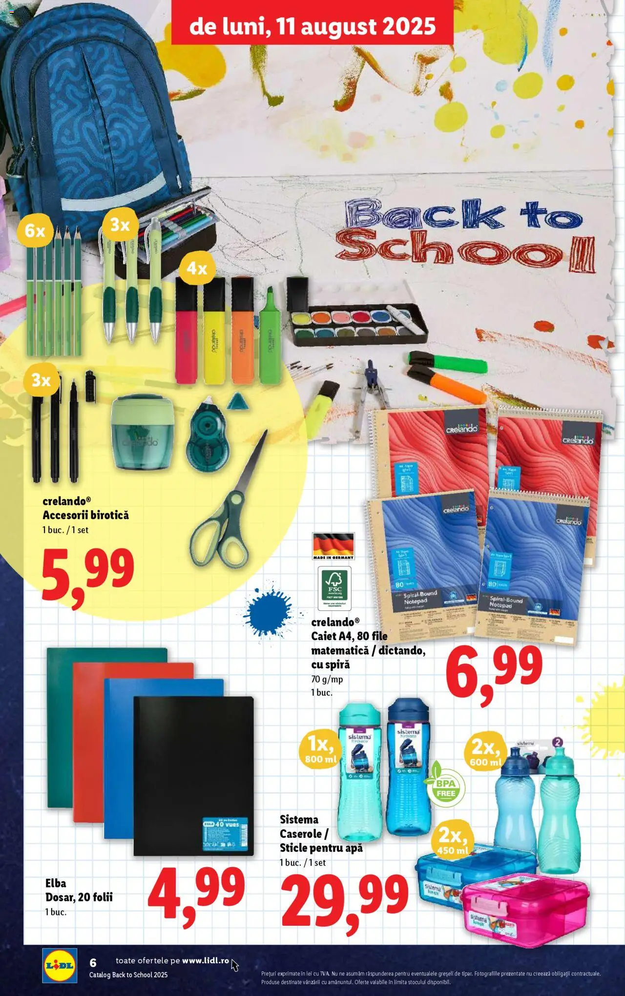 Lidl - Din nou la școală! – valabil de la 11.08.2025 | Pagină: 6 | Produse: Notebook, Caserole, Apă