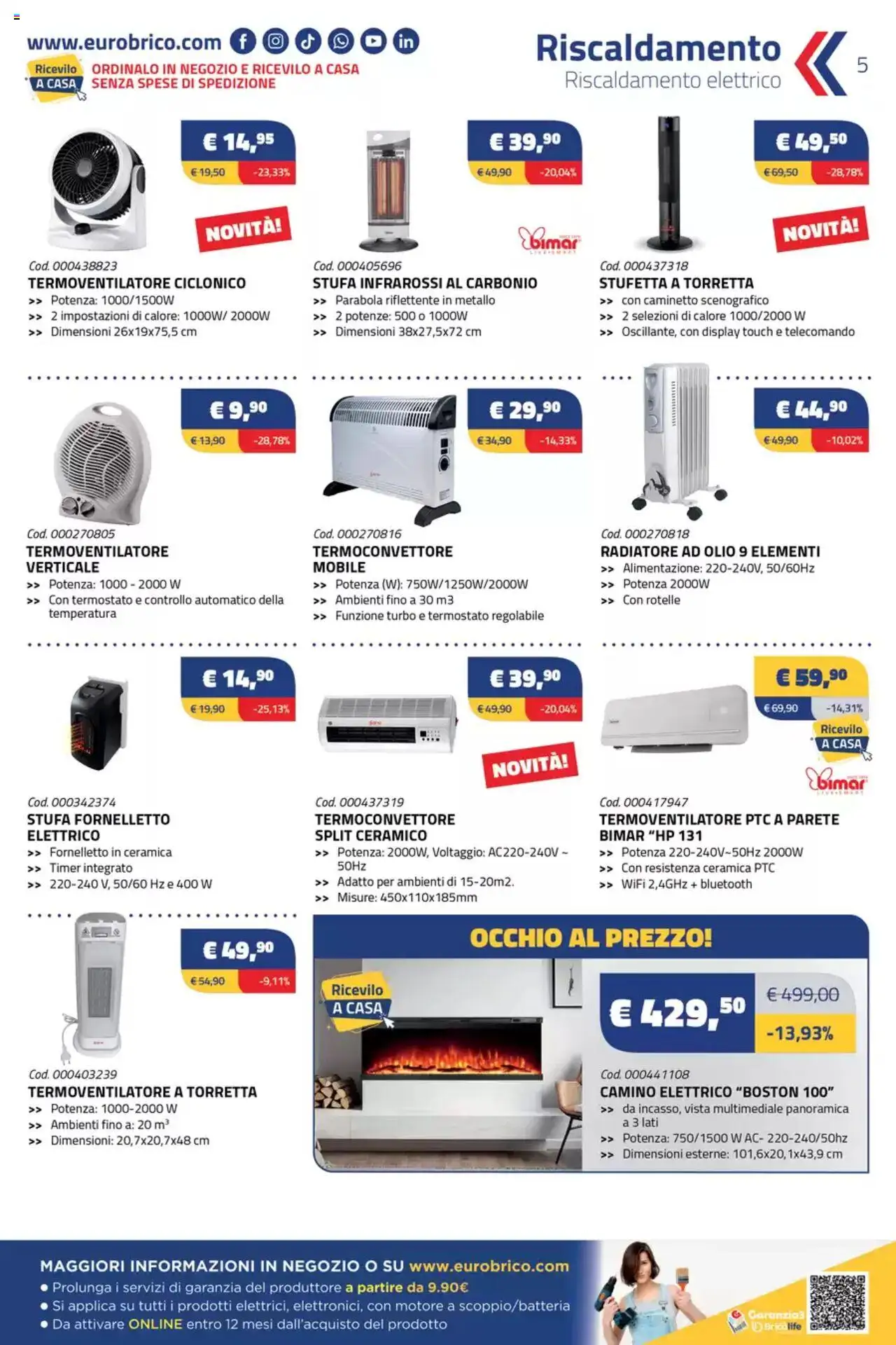 Volantino Eurobrico del 09.10.2025 | Pagina: 5 | Prodotti: Mobile, Telecomando, Stufa, Olio