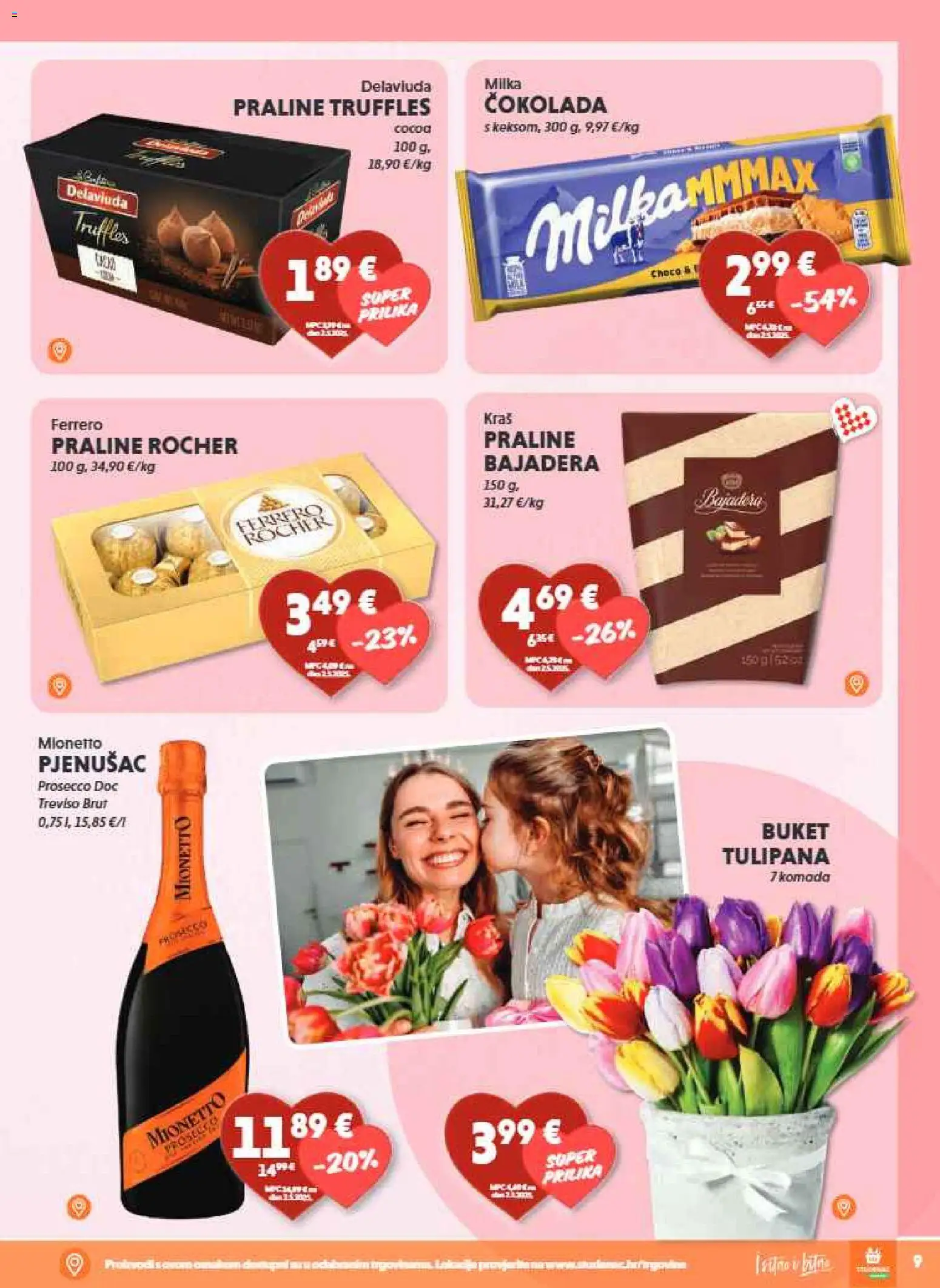 Studenac katalog | vrijedi od 04.03.2026 | Stranica: 9 | Proizvodi: Praline, Prosecco, Čokolada, Milka