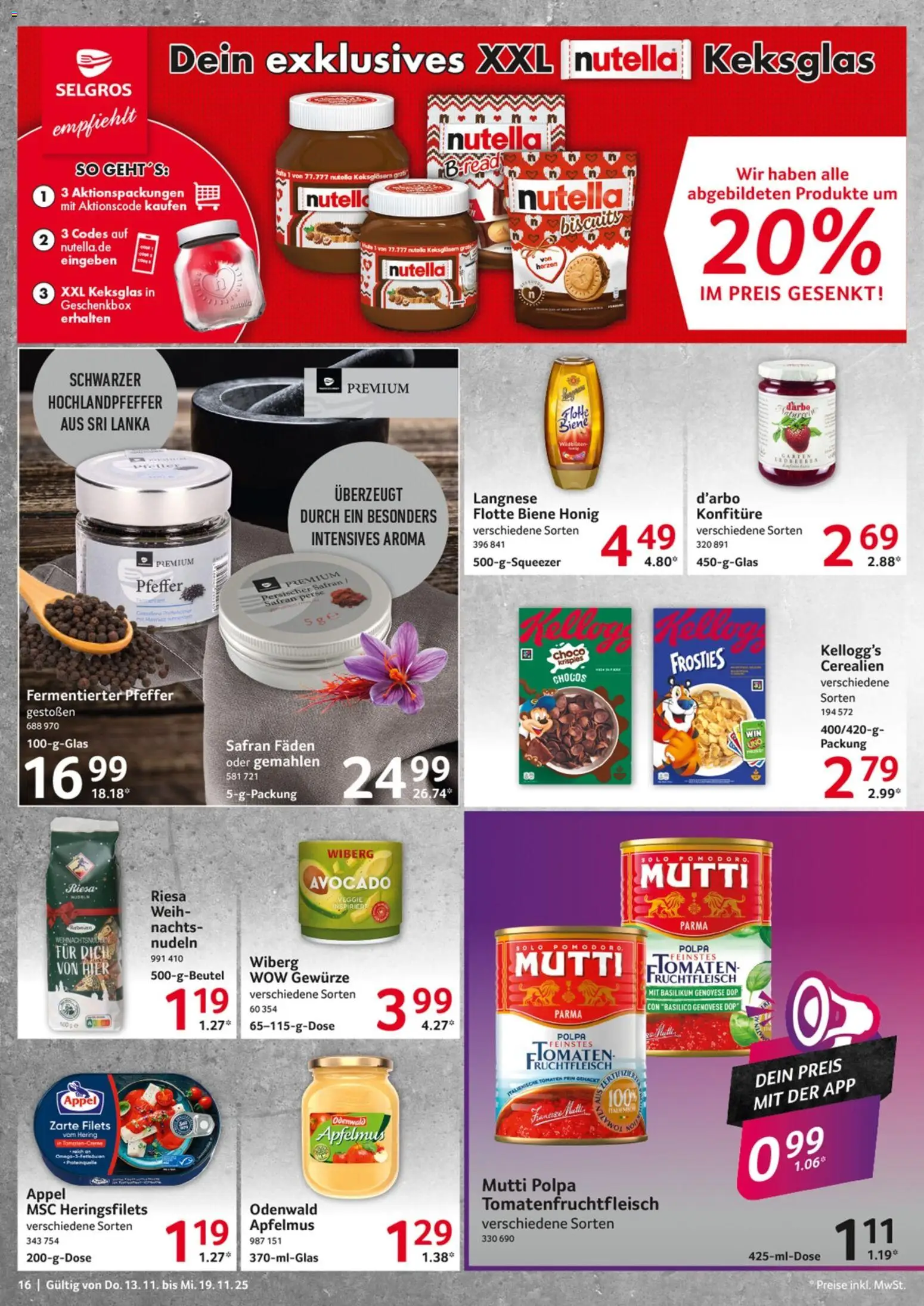 Selgros Prospekt 	 – gültig ab 13.11.2025 | Seite: 16 | Produkte: Langnese, Tomaten, Kellogg's, Nudeln