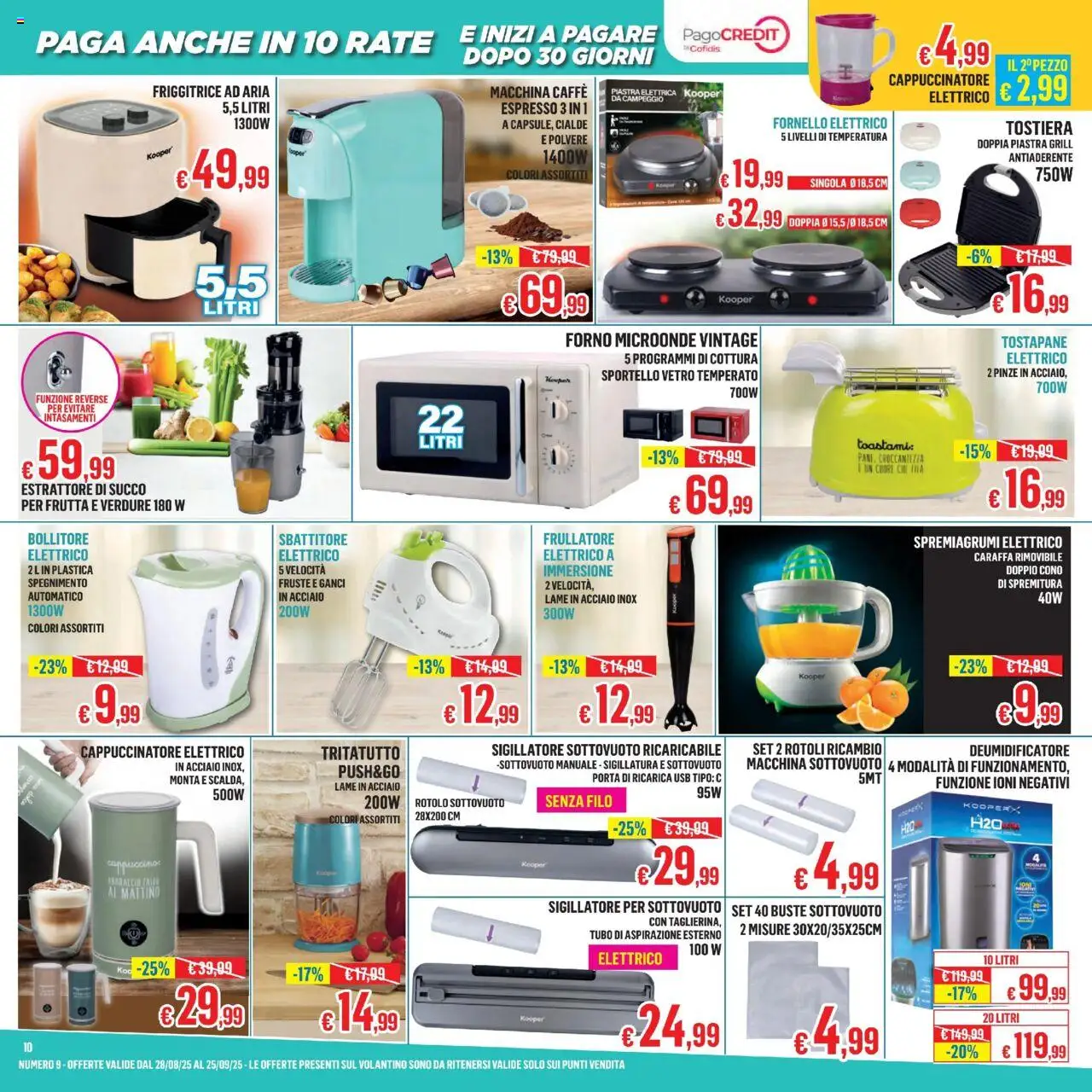 Volantino Satur del 28.08.2025 | Pagina: 10 | Prodotti: Caraffa, Friggitrice ad aria, Caffè, Bollitore