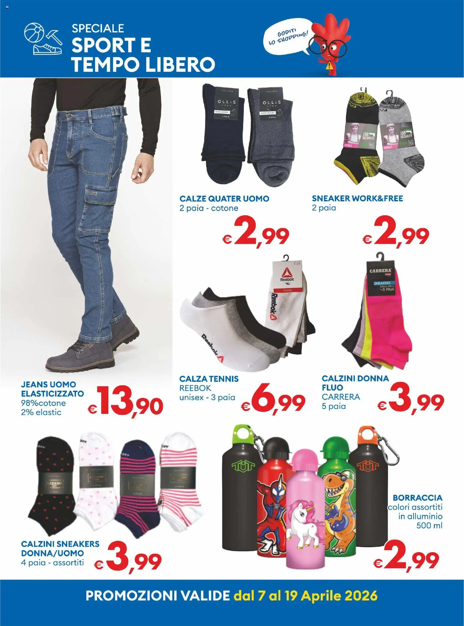 Volantino MD Discount del 07.04.2026 | Pagina: 27 | Prodotti: Calzini, Sneakers, Alluminio, Borraccia