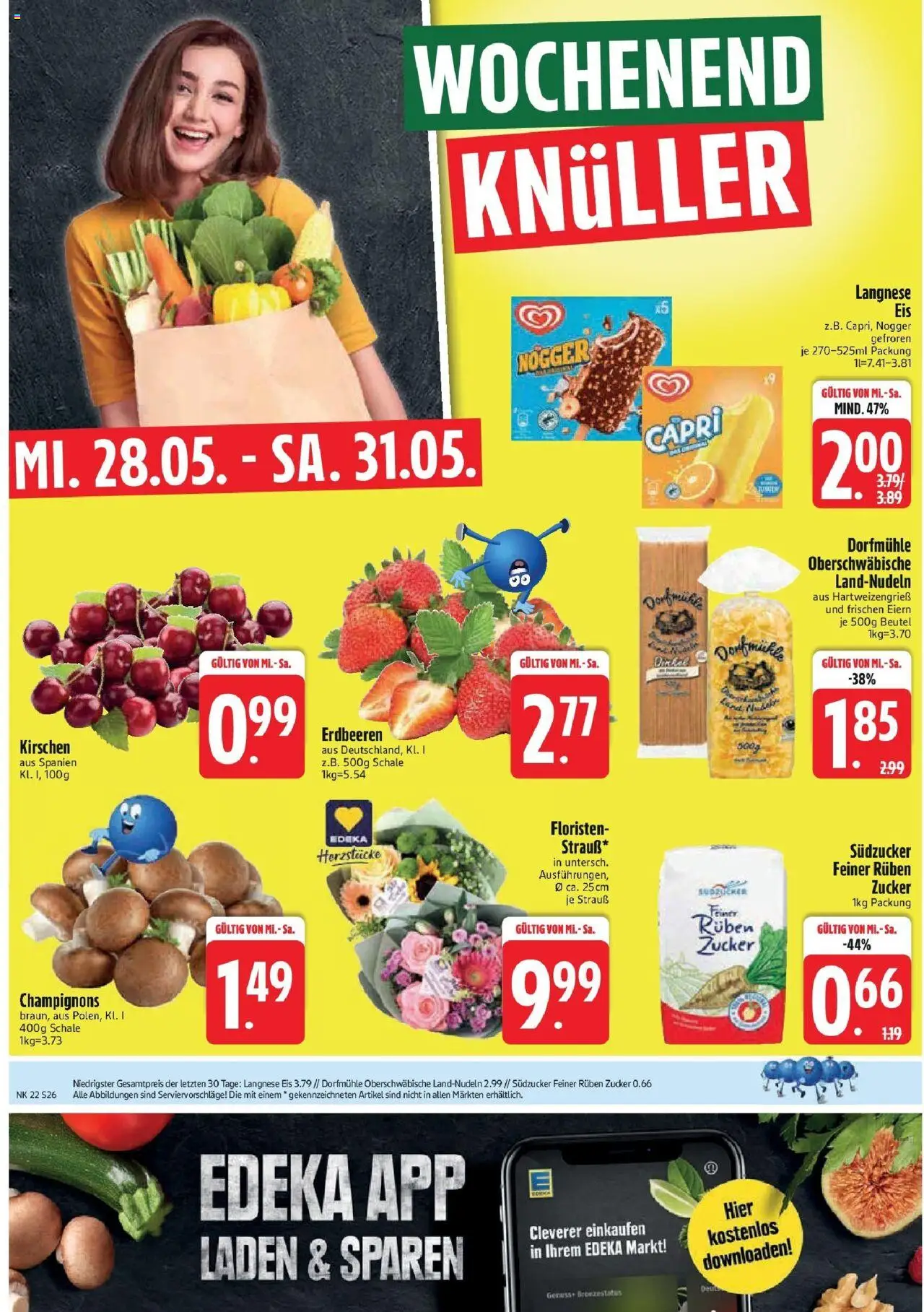 Edeka prospekt Bodenwöhr	 - gültig ab dem 25.05.2025 | Seite: 28 | Produkte: Kirschen, Champignons, Zucker, Pasta