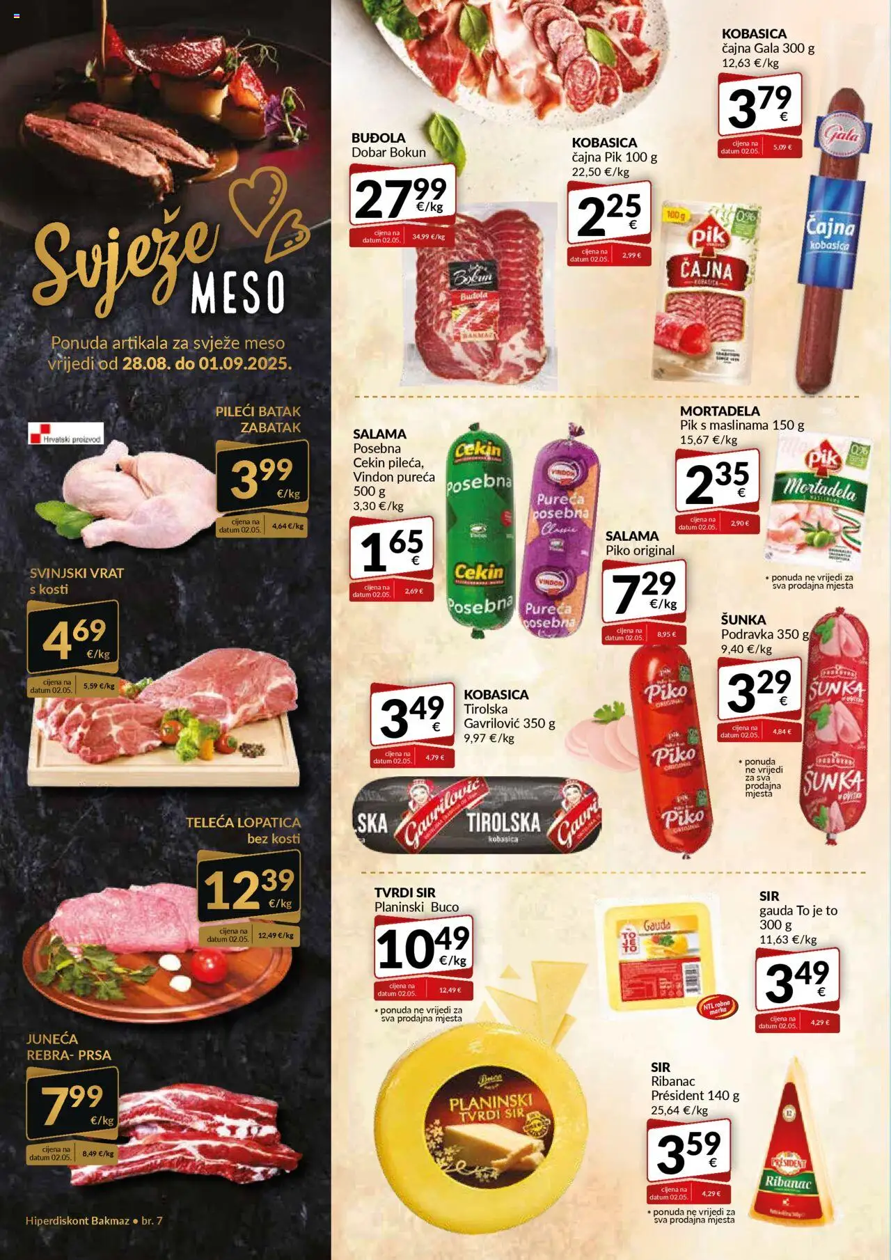 Bakmaz katalog | vrijedi od 28.08.2025 | Stranica: 2 | Proizvodi: Meso, Salama, Mortadela, Buđola