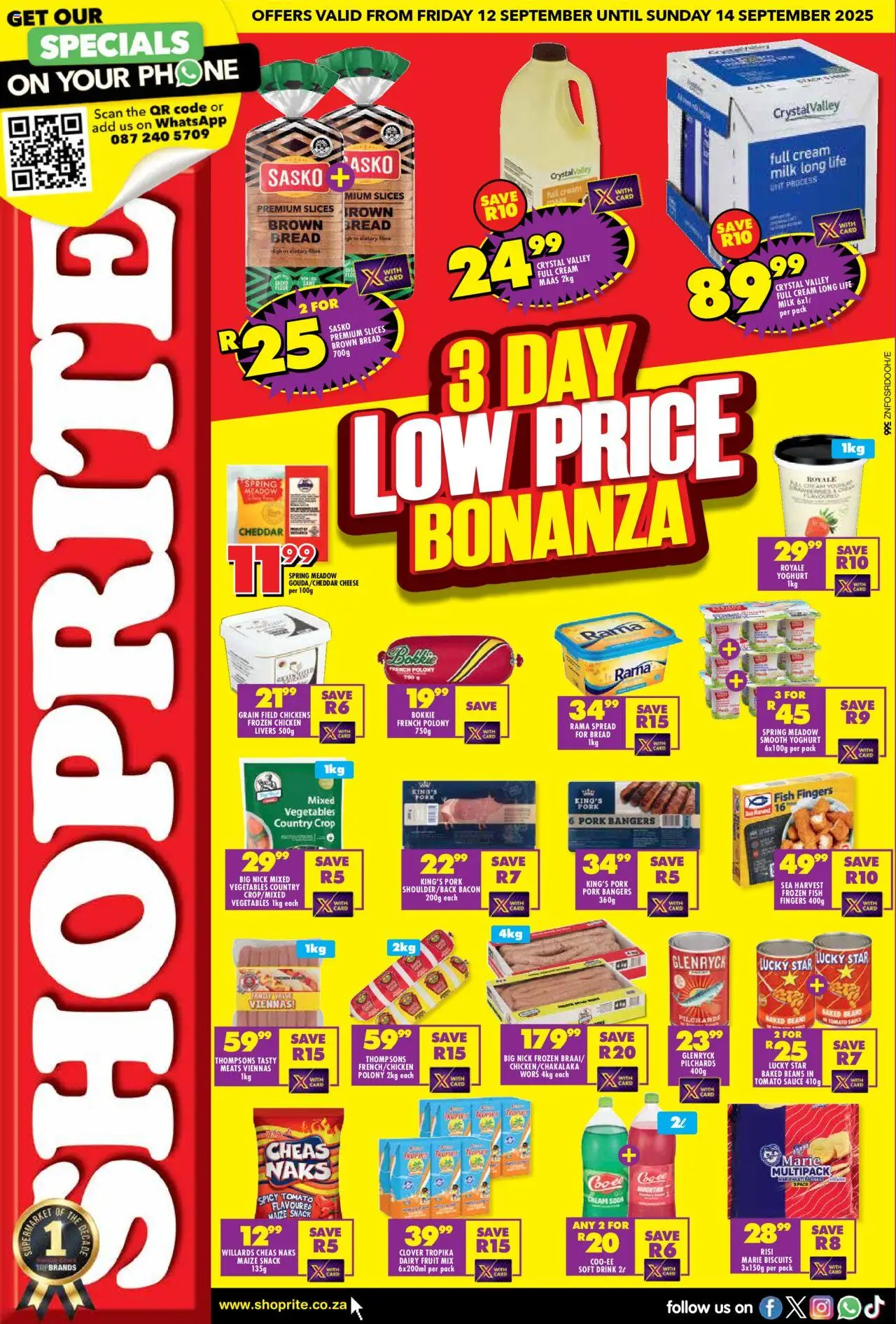 New Shoprite catalogue – valid from 12.09.2025 | Page: 1 | Products: Biscuits, Chicken, Fish, Bacon