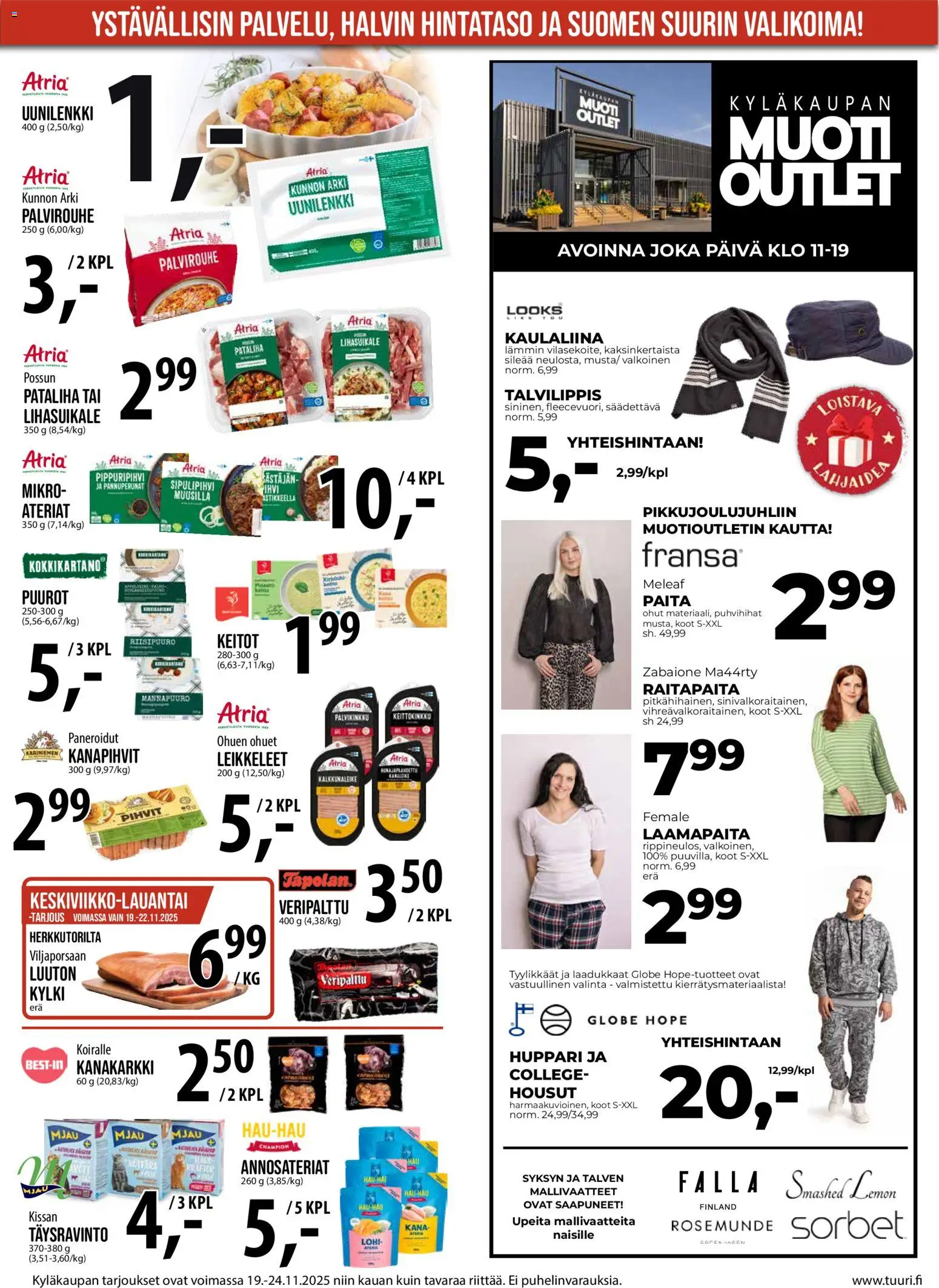 Tuuri tarjoukset – voimassa 19.11.2025 alkaen | Sivu: 12 | Tuotteet: Lohi, Kana, Paita, Housut