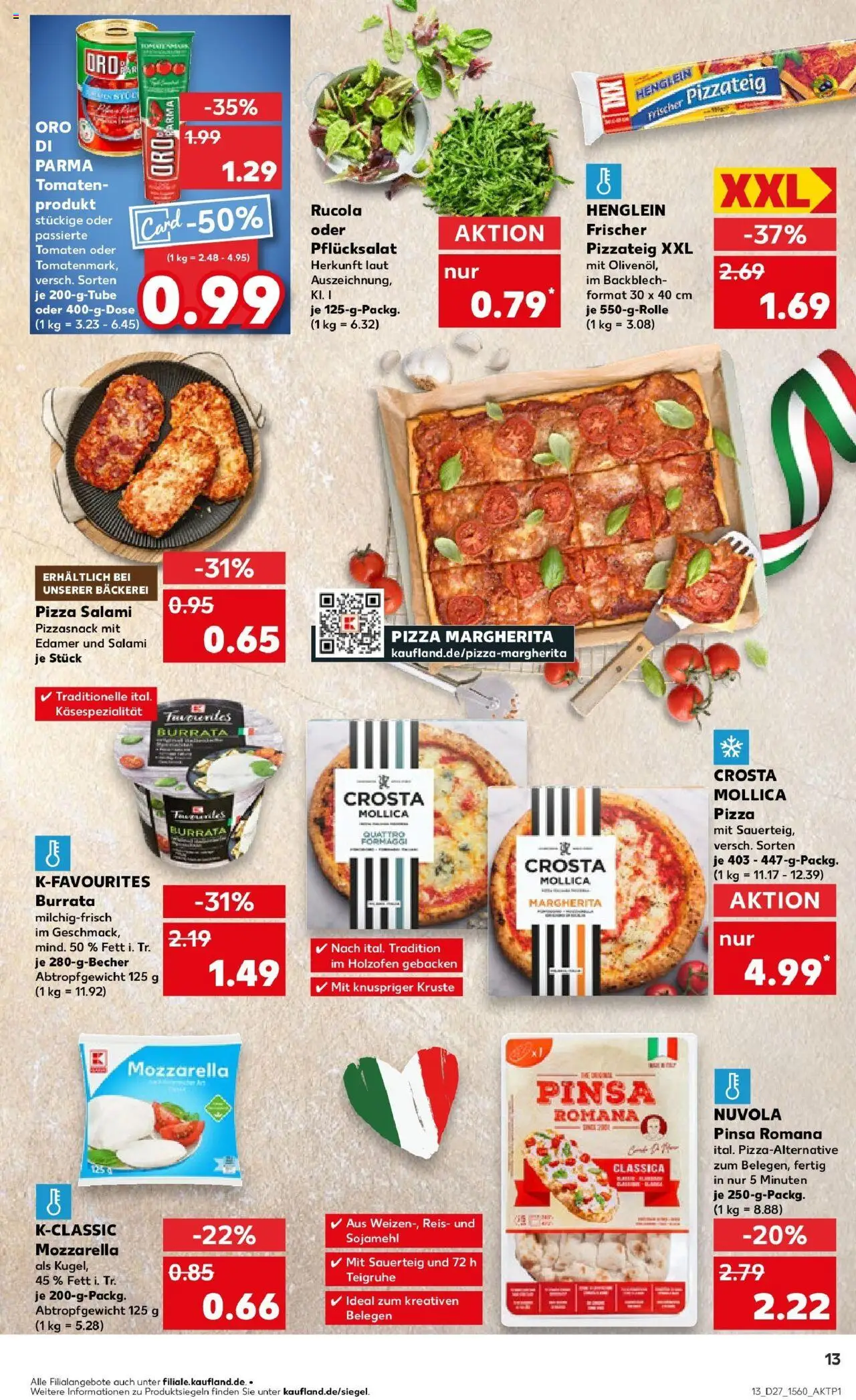 Kaufland prospekt Gütersloh	 - gültig ab dem 03.07.2025 | Seite: 13 | Produkte: Tomaten, Burrata, Pizza, Reis