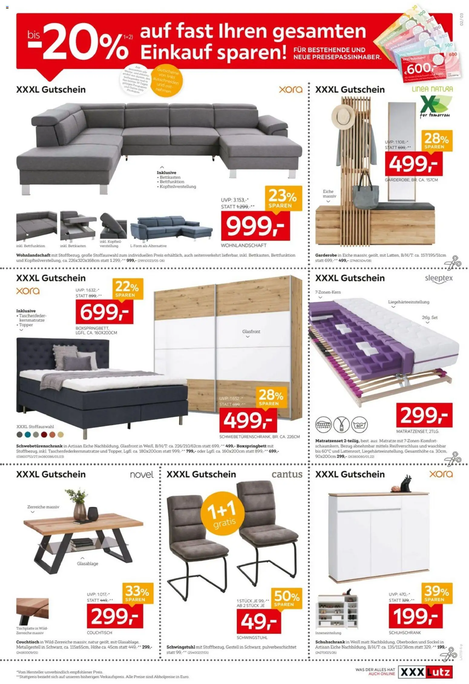 XXXLutz Jetzt oder nie gültig ab 03.02.2026 | Seite: 3 | Produkte: Matratze, Couchtisch