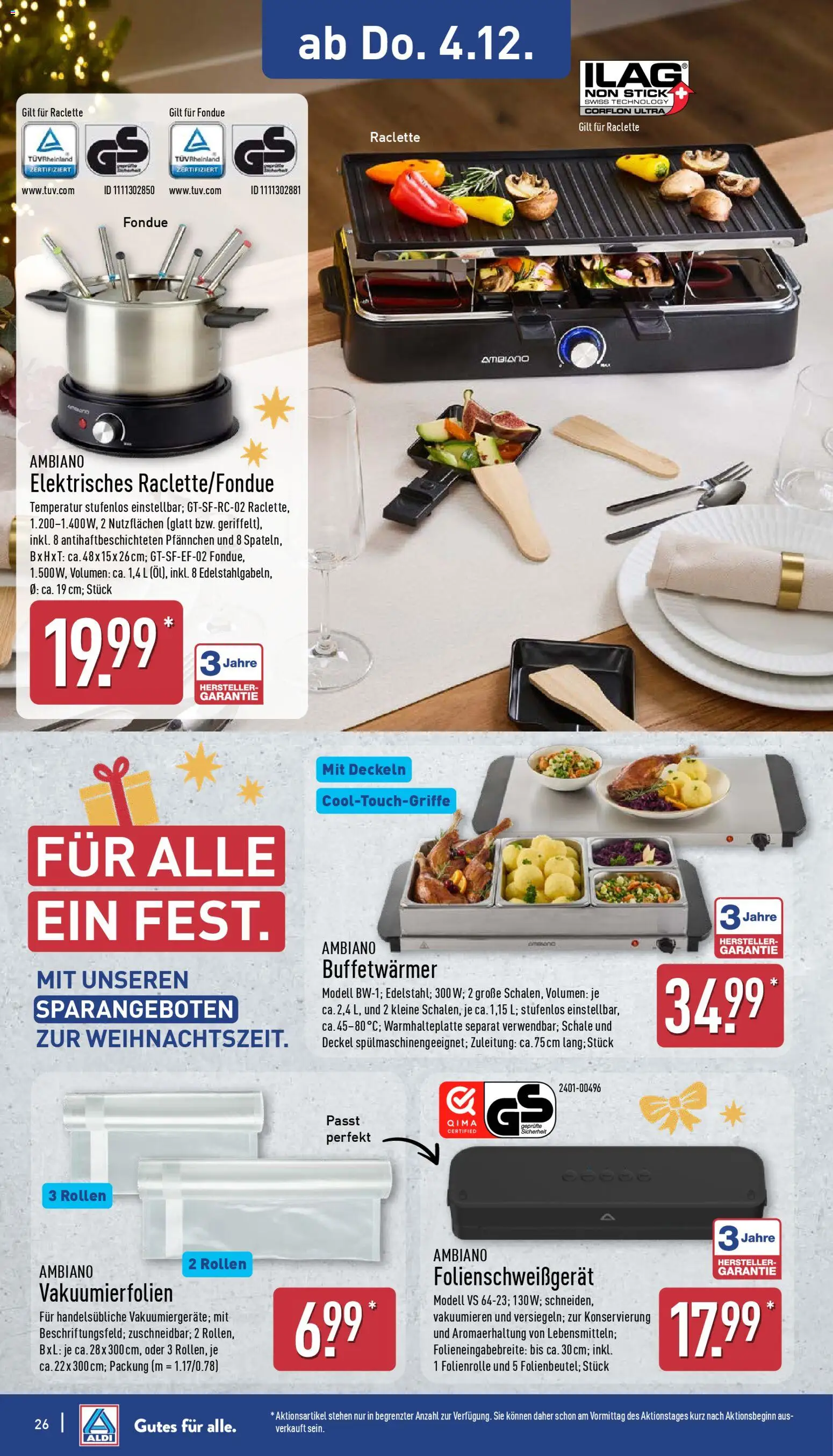 Aldi Prospekt 	 – gültig ab 01.12.2025 | Seite: 26 | Produkte: Raclette, Fondue