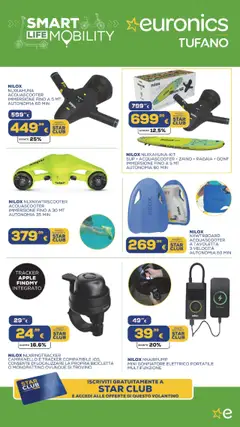 Volantino Euronics del 17.07.2025 | Pagina: 5 | Prodotti: Bicicletta, Monopattino, Zaino