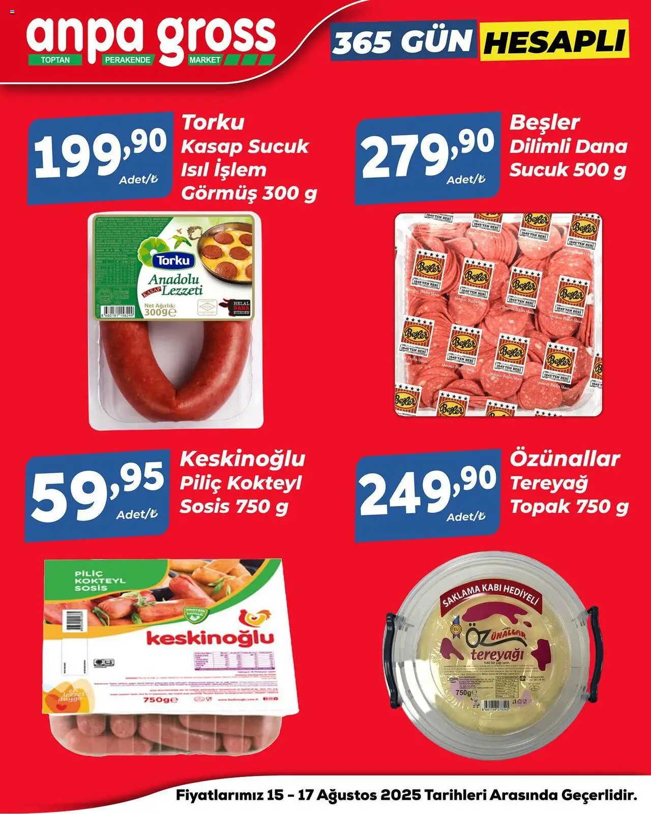 Anpa Gross Hafta Sonu Fırsatları  - 15.08.2025 tarihinden itibaren geçerlidir | Sayfa: 1 | Ürünler: Sosis, Piliç, Ağırlık, Sucuk