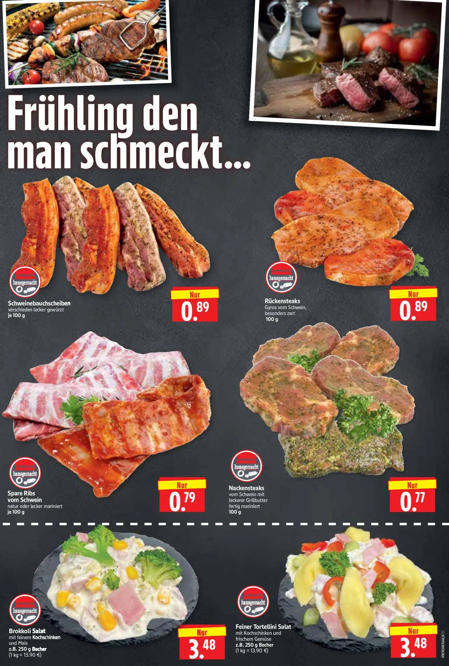 HERKULES Prospekt 	 – gültig ab 30.03.2026 | Seite: 3 | Produkte: Nackensteaks, Spare ribs, Brokkoli, Salat