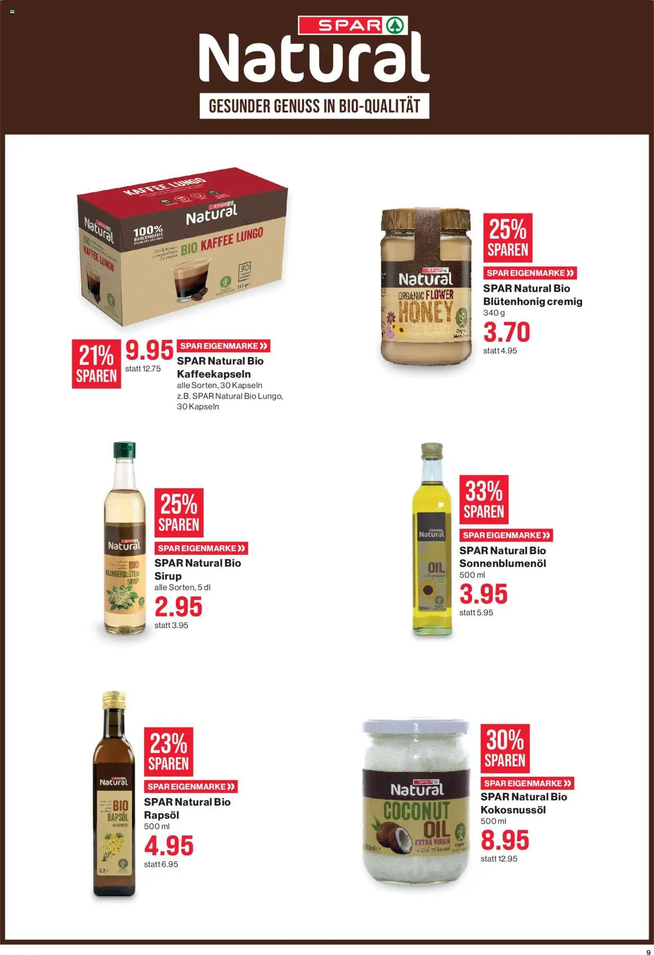 SPAR Aktionen – gültig ab 11.09.2025 | Seite: 9 | Produkte: Rapsöl, Sirup, Kaffee
