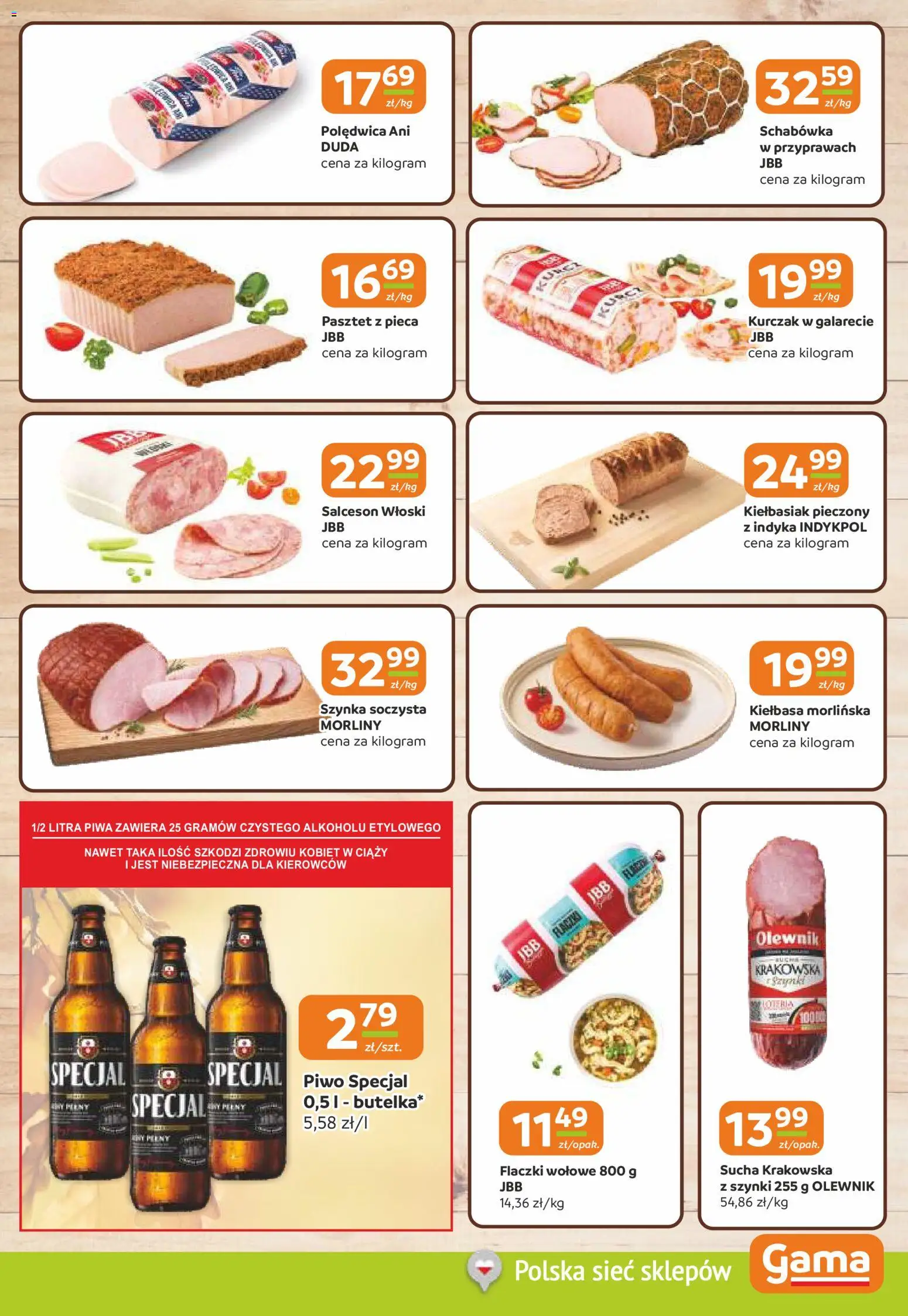 Gama Gazetka od 13.11.2025 | Strona: 3 | Produkty: Kiełbasa, Kurczak, Szynka, Piwo