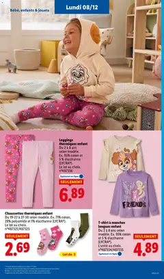 LIDL - Prévisualisation de Leggings thermiques enfant, Du 2 à 8 ans selon modèle. Ex. 95% coton et 5% élasthanne (LYCRA®). Le lot au choix. n°487336 valide à partir de 04.12.2025 | Page: 71 | Produits: Coton, Jouets, T-shirt, Leggings
