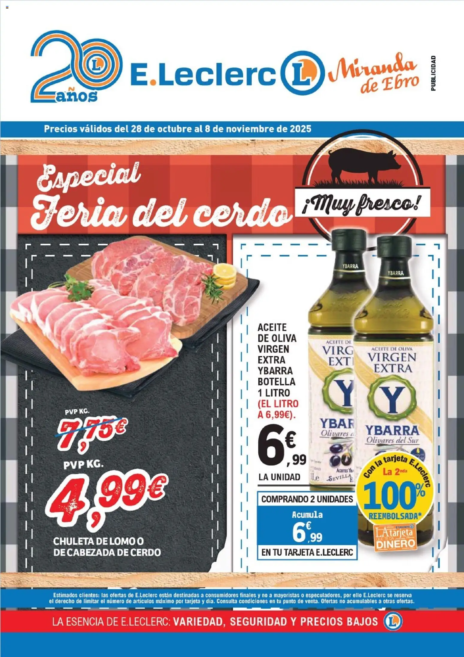 E.Leclerc folleto │ válido desde el 28.10.2025 | Página: 1 | Productos: Aceite, Cerdo, Aceite de oliva