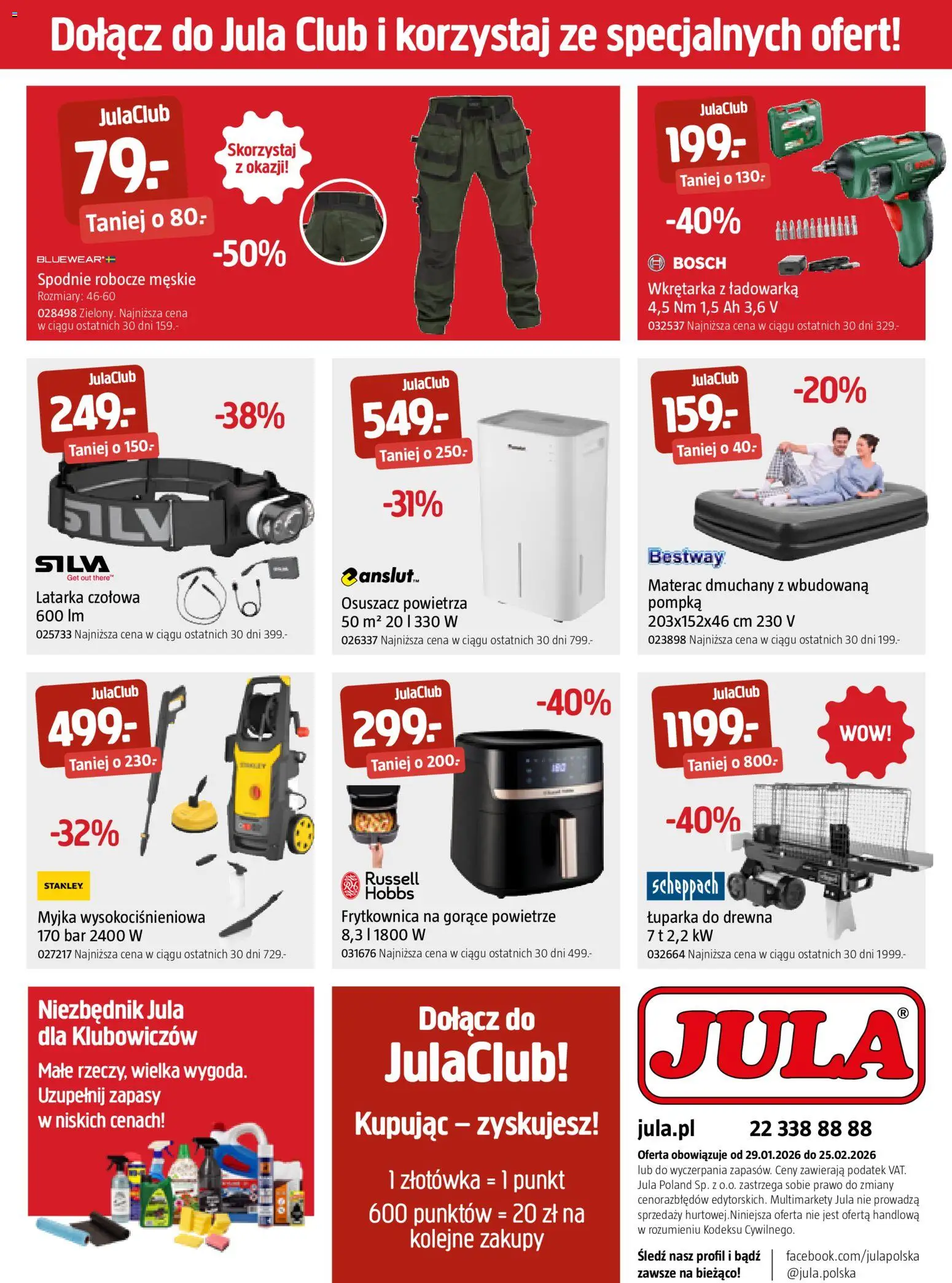 Jula - Gazetka od 29.01.2026 | Strona: 8 | Produkty: Spodnie, Śledź, Ładowarka, Frytkownica