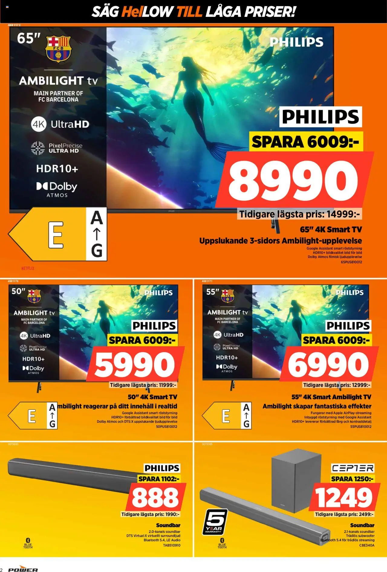 Power reklamblad aktuell från 20.10.2025 | Sida: 2 | Produkter: Såg, Smart tv, Tv, Audio