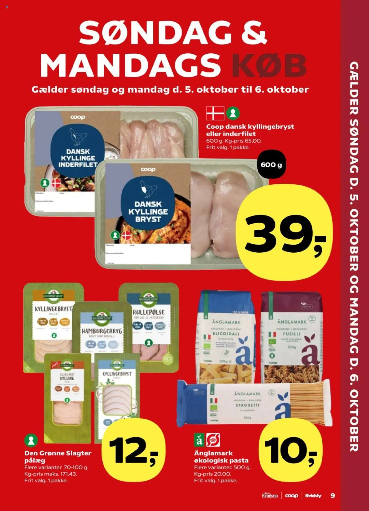 Kvickly tilbudsavis – gyldig fra 03.10.2025 | Side: 9 | Produkter: Spaghetti, Pasta, Løg, Pålæg